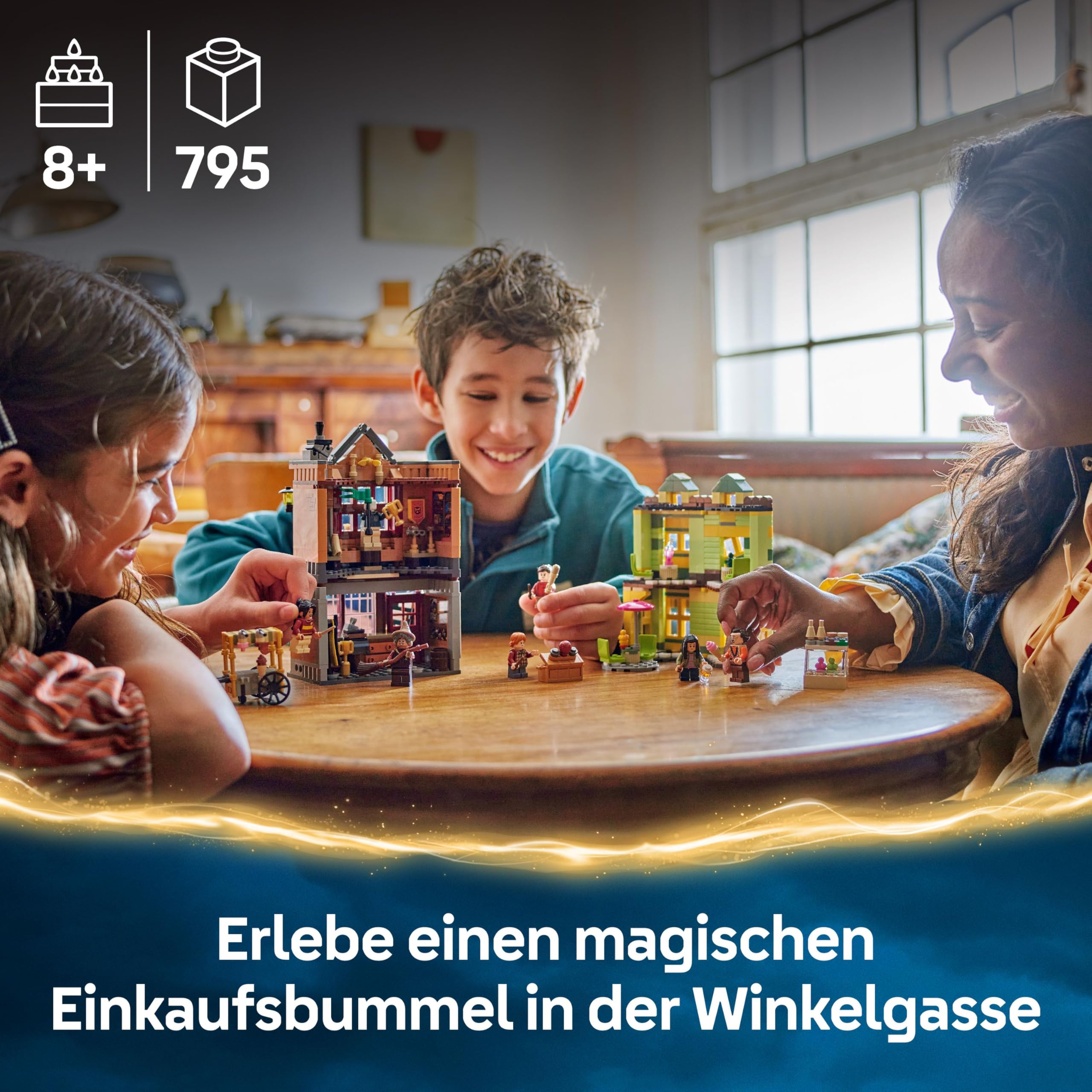 LEGO Harry Potter Qualität für Quidditch & Fortescues Eissalon - Set mit 2 Winkelgasse Läden, 6 Minifiguren & Zubehör inkl. Nimbus 2000 Besen - Geschenk für Jungen & Mädchen ab 8 Jahren - 76452