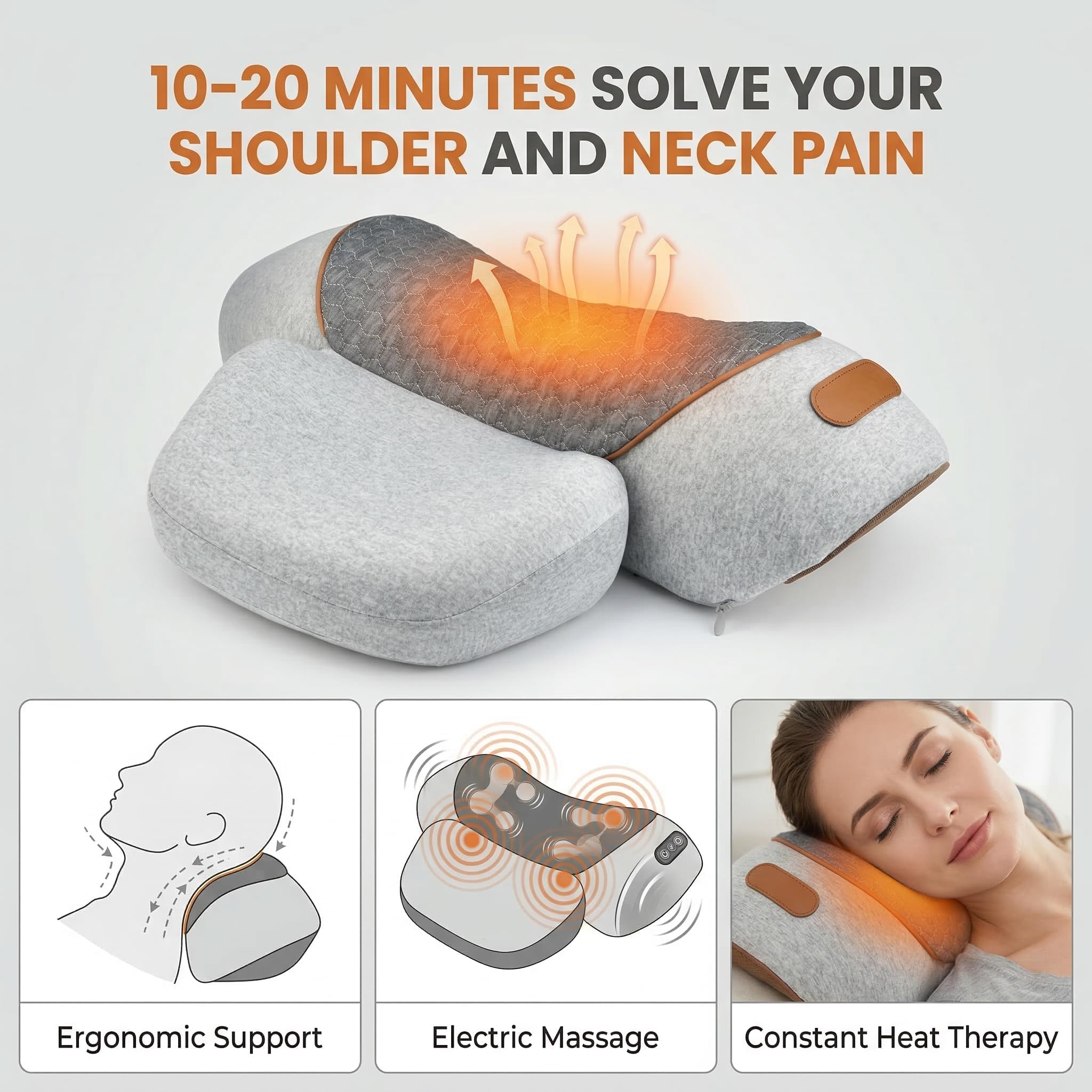 Appareil De Massage Cervical 3 En 1 Avec Fonctions De Vibration,Chauffage Et Soulèvement Par Airbags,Appareil De Traction Cervicale,Étireur Cou,Adaptés Au Massage Et à l'Étirement Du Cou Et Des Jambes