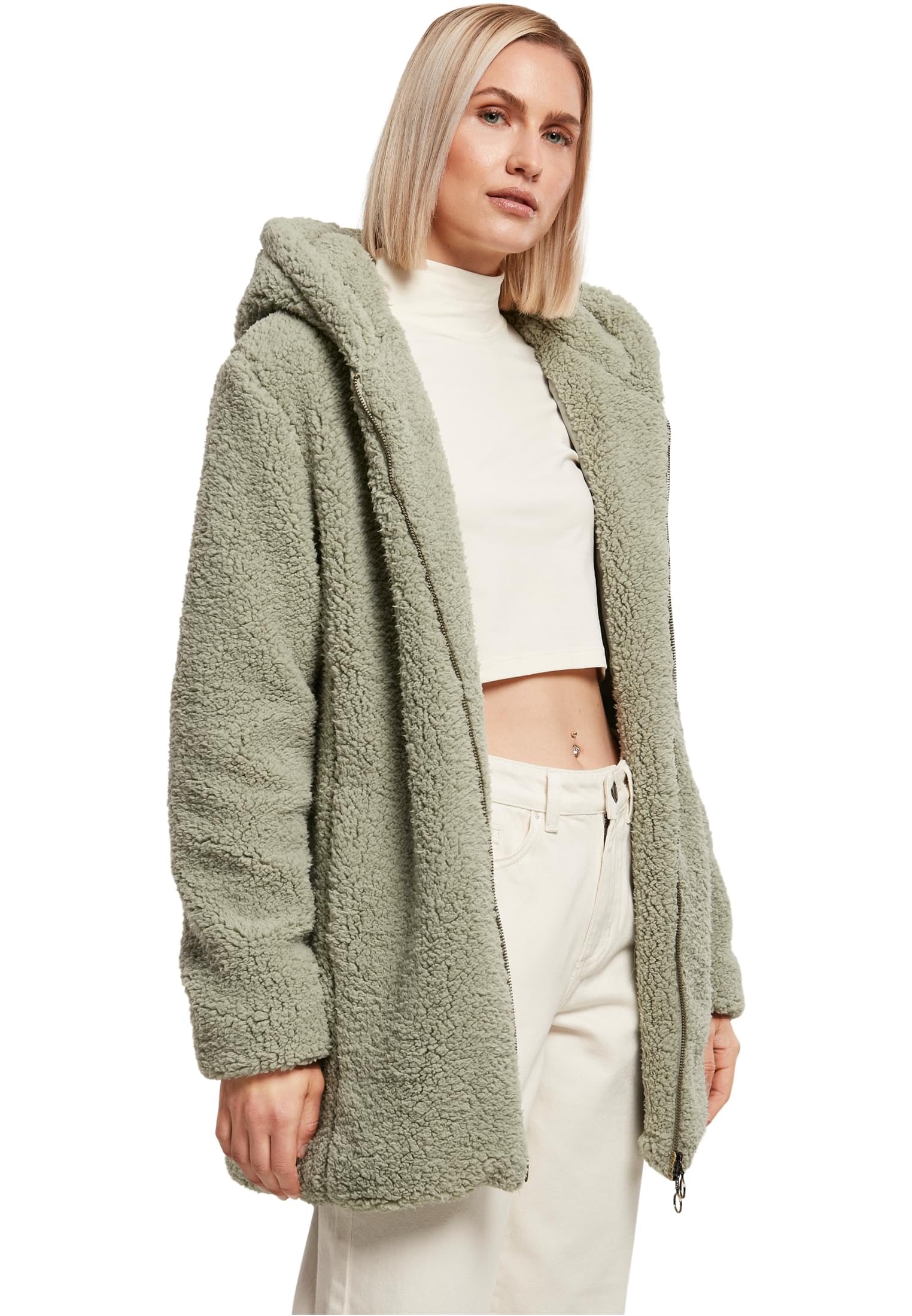 Urban Classics Women's Ladies Sherpa Jacket Jacket, softsalvia, 5XL