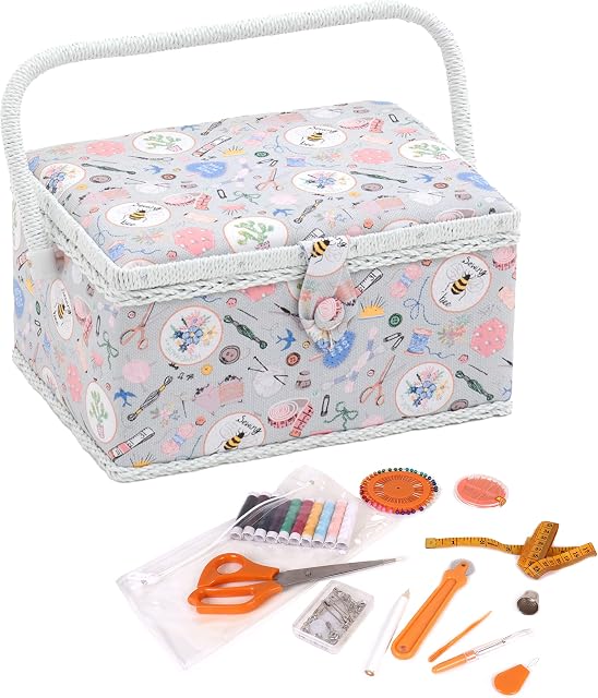 Hobby Gift Exclusive Pre-filled Sewing Craft Hobby Storage Box with 94 Piece Sewing Kit Included, Homemade (MRM286F)