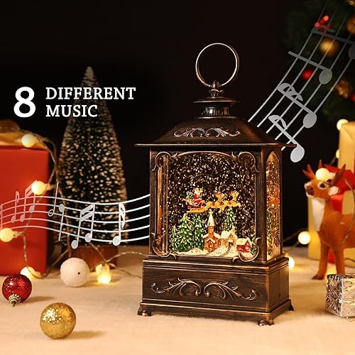 Miniatura 6 de Decoraciones de Navidad, globo de nieve de Navidad, linterna brillante con música y temporizador, faroles de Navidad forrados por USB, funciona con