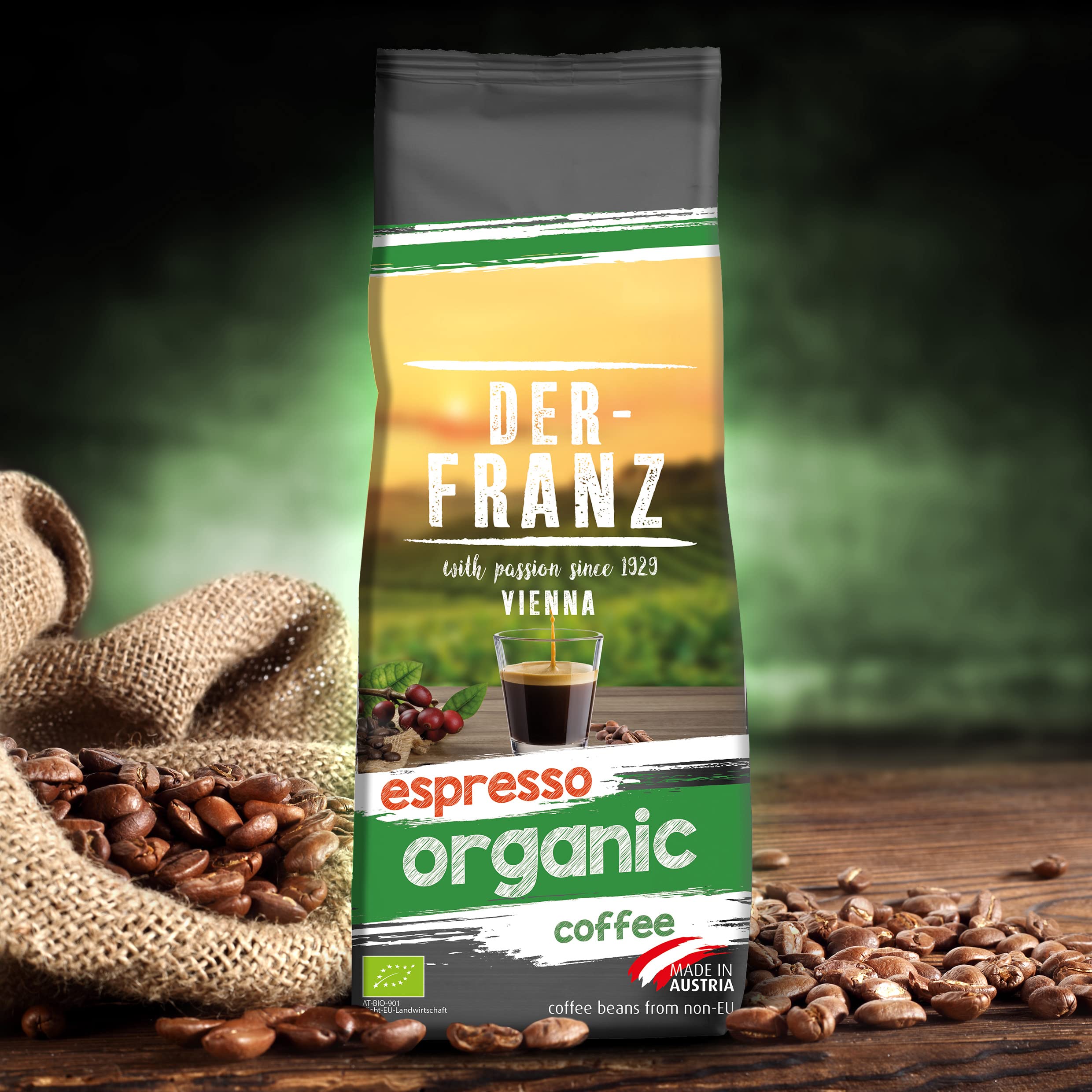 Der-Franz Espresso Organiczna kawa ziarnista pełna, 3 x 500 g