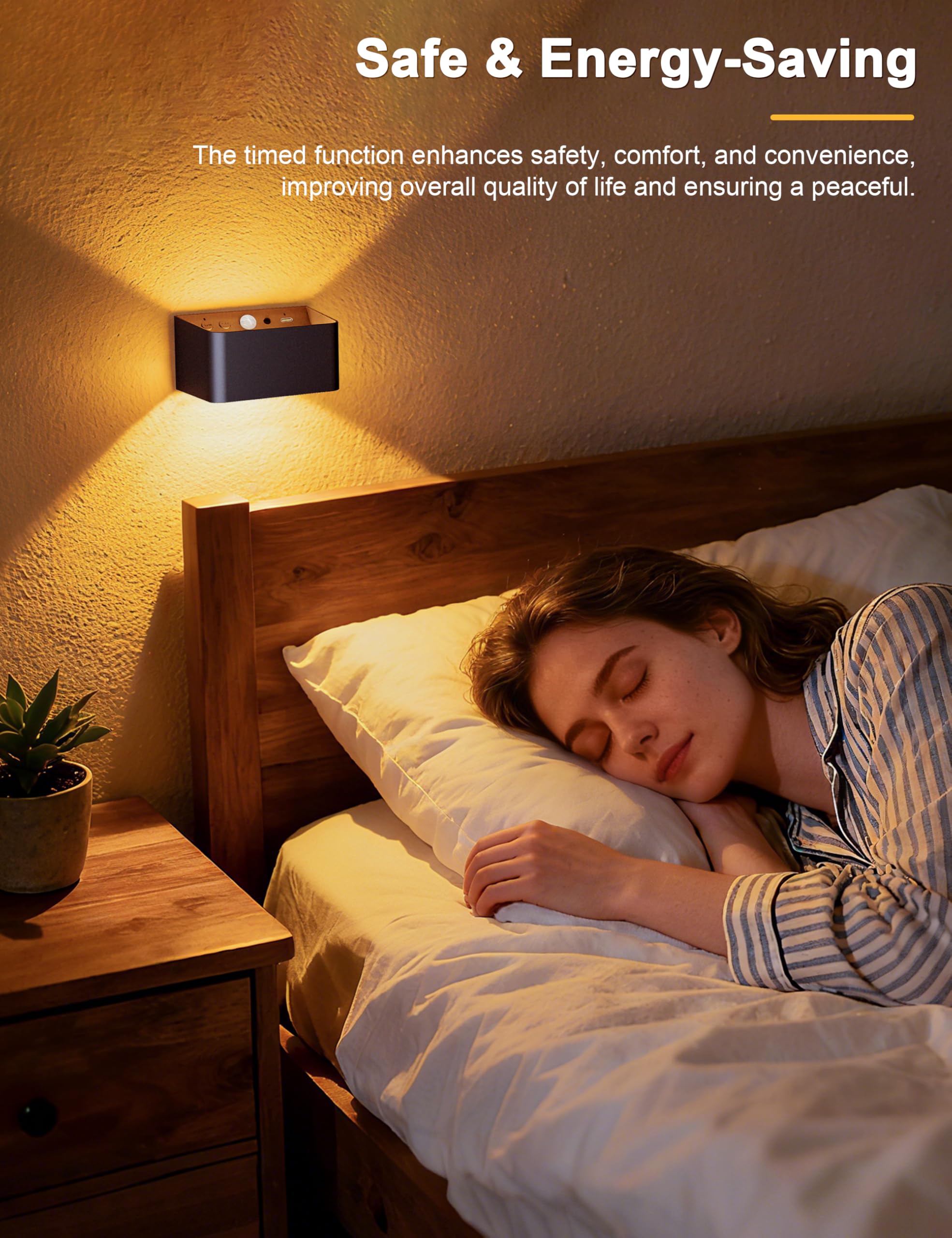 NIORSUN Wandleuchte Innen Akku mit Bewegungssensor, Wandlampe Akku mit Fernbedienung, 3 Farben Wiederaufladbare LED Wandlampe Batteriebetrieben, 5000mAh Wandlicht für Schlafzimmer, Wohnzimmer Black