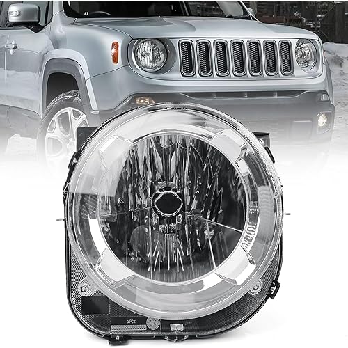 Huray Headlight Assembly for Jeep Renegade 2015-2018 Halogen Type Head Lamp Replacement Passenger Side 68256567AA, CH2503273 RH