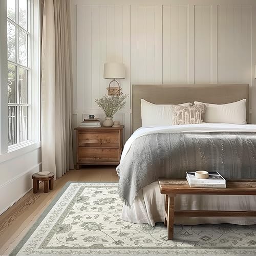 Miniatura 2 de EVERGRACE Alfombras de área para sala de estar, 6 x 9 pies, de lana sintética, estilo bohemio, floral, para interiores y exteriores, alfombras