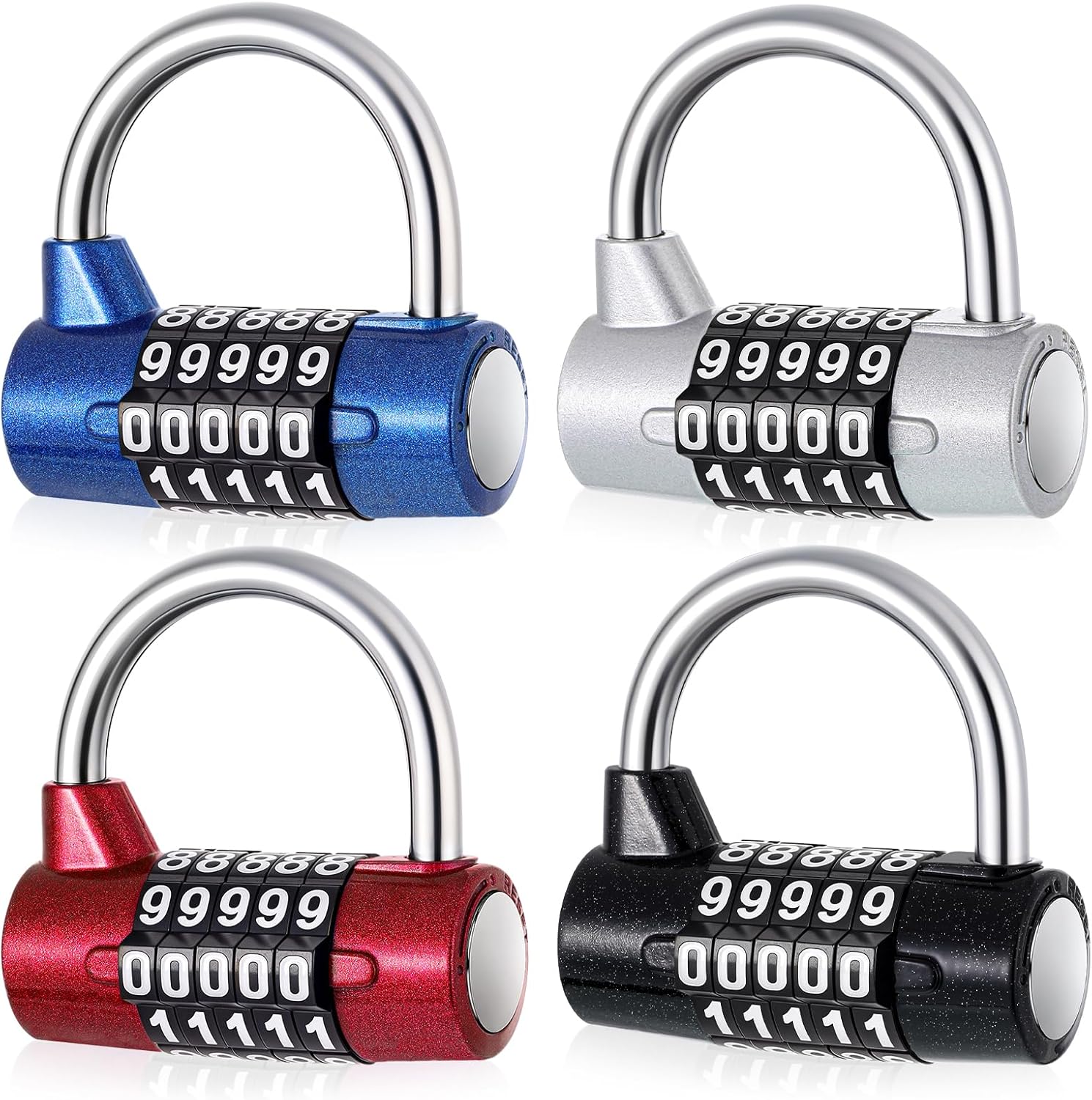 4 Pcs 5 Digit Combination Lock, Keyless Resettable Metal Lock, 5-Digit Horizontal Combination Padlock, Password Locks for Gym Locker, Sports Locker, Fence, Toolbox, Gate, Case, Hasp Storage