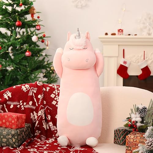 Vista 4 de MorisMos Almohada corporal de unicornio de 36.2 pulgadas, almohada grande para abrazar, animal de peluche de unicornio, juguete de felpa suave