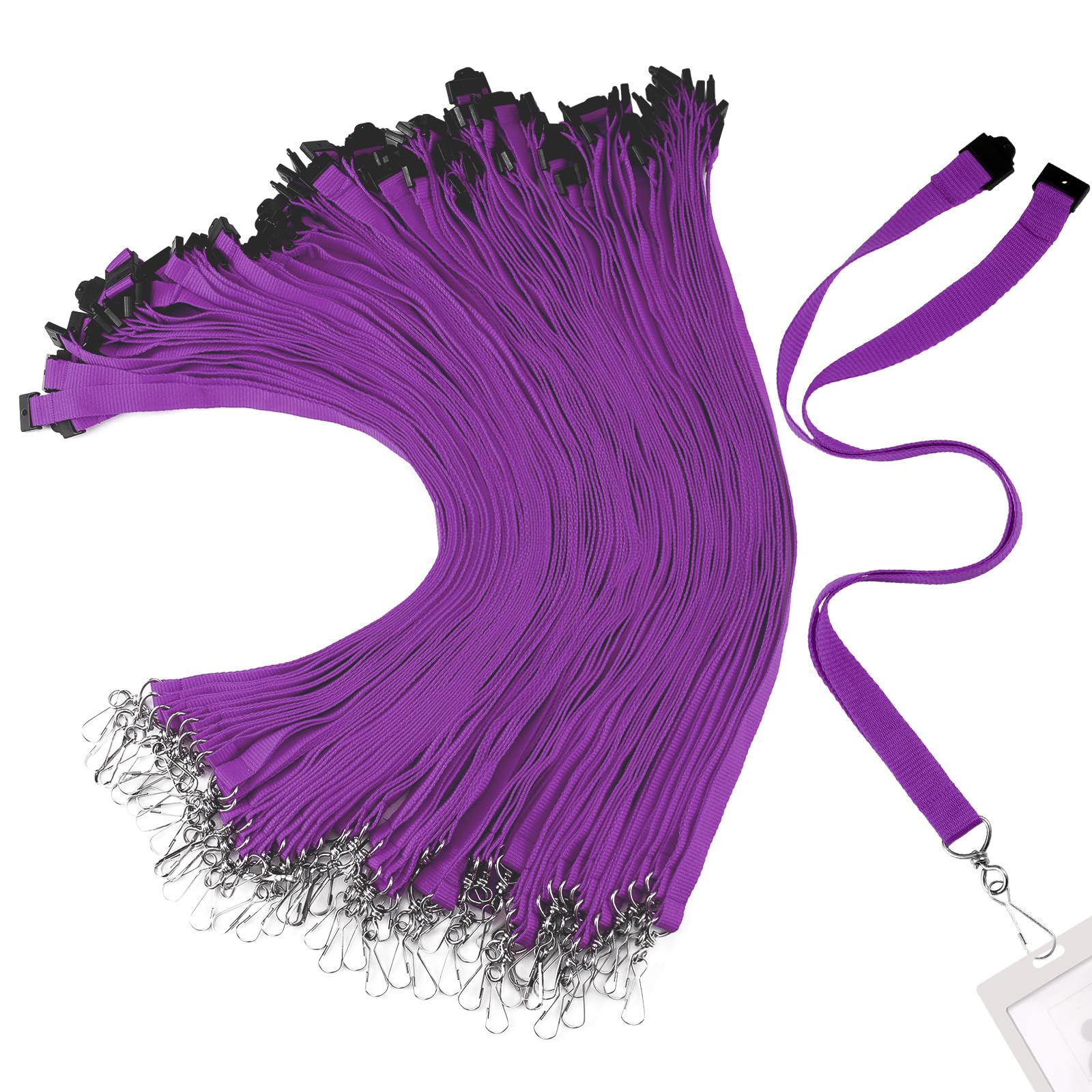 Patelai Breakaway Lanyards with J Hook Bulk Flat Lanyards for ID Badges Neck Badge Lanyard Card Nametag Holder Neck Straps, Purple, 18.9 x 0.59 inches
