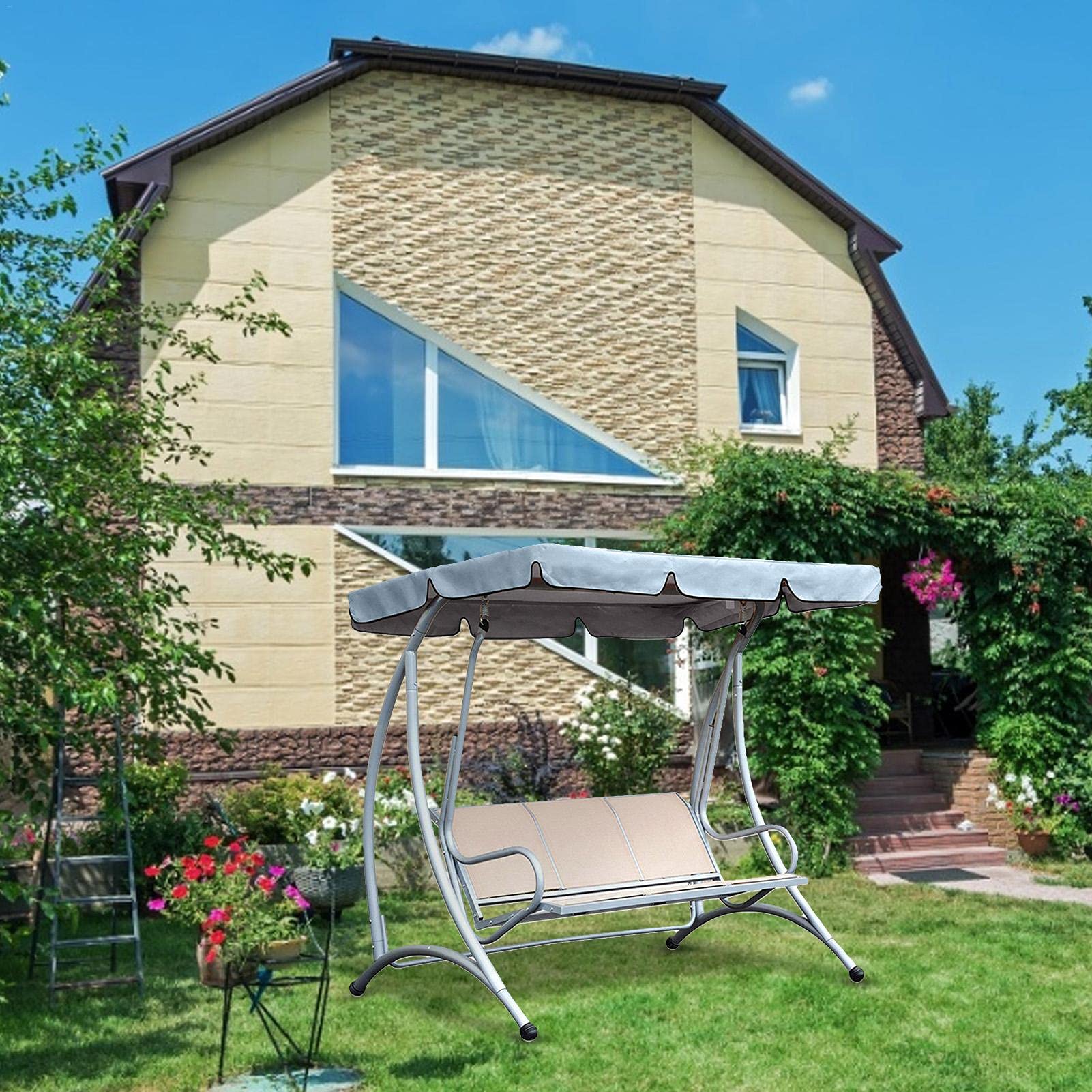 Balancelle de jardin - Toit de rechange pour 3 à 5 personnes - Résistant aux intempéries et aux UV - Bâche de toit - 195 x 125 x 15 cm - Plusieurs couleurs - Facile à nettoyer