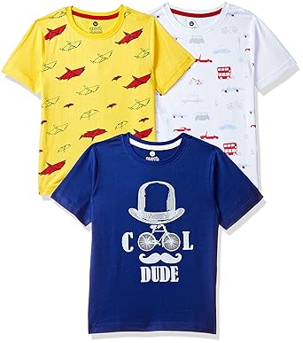 Cloth Theory Boys Plain Regular Fit T-Shirts (Pack of 3)