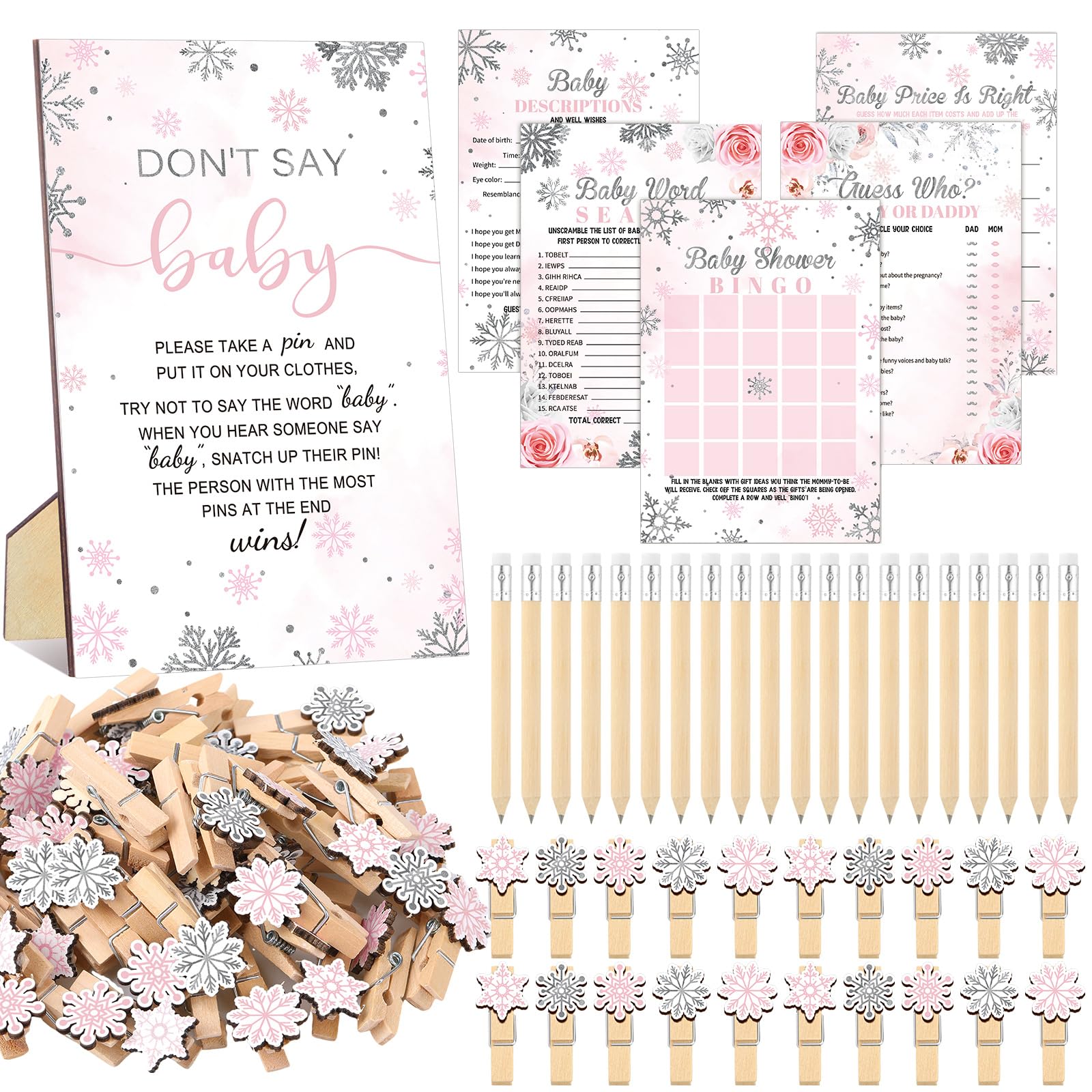 Patelai 321 Pcs Baby Shower Games Supplies, Snowflake
