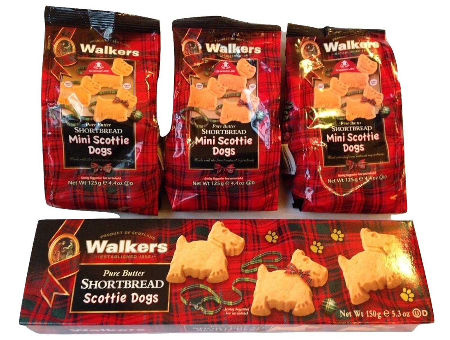 Walkers Shortbread Scottie Dog cookie Gift Bundle of 4 items ! Grocery & Gourmet Food