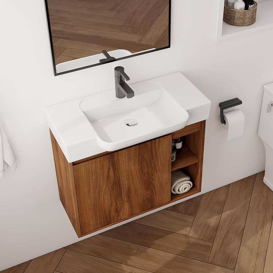 28" Floating Bathroom Vanity With Sink, 28 Inch Single