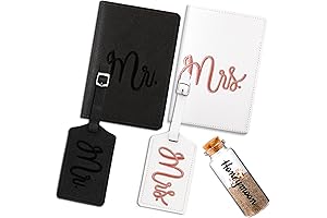 Weewooday 5 Pieces Mr and Mrs Passport Holder Set