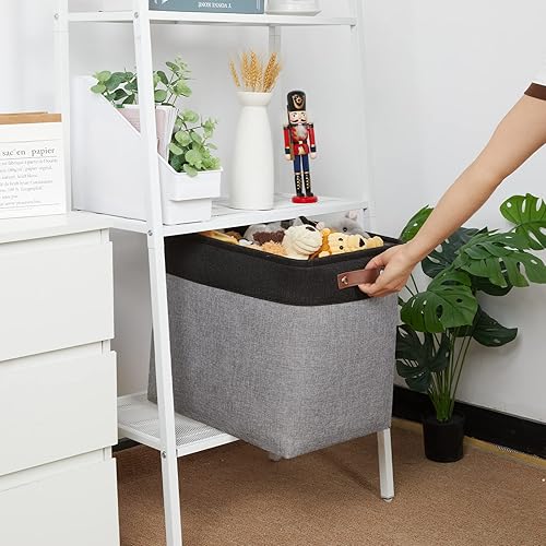 Vista 238 de HNZIGE - Canastas pequeñas de tela para organización (paquete de 6) canastas plegables de almacenamiento para estantes, armarios, lavandería, Asas