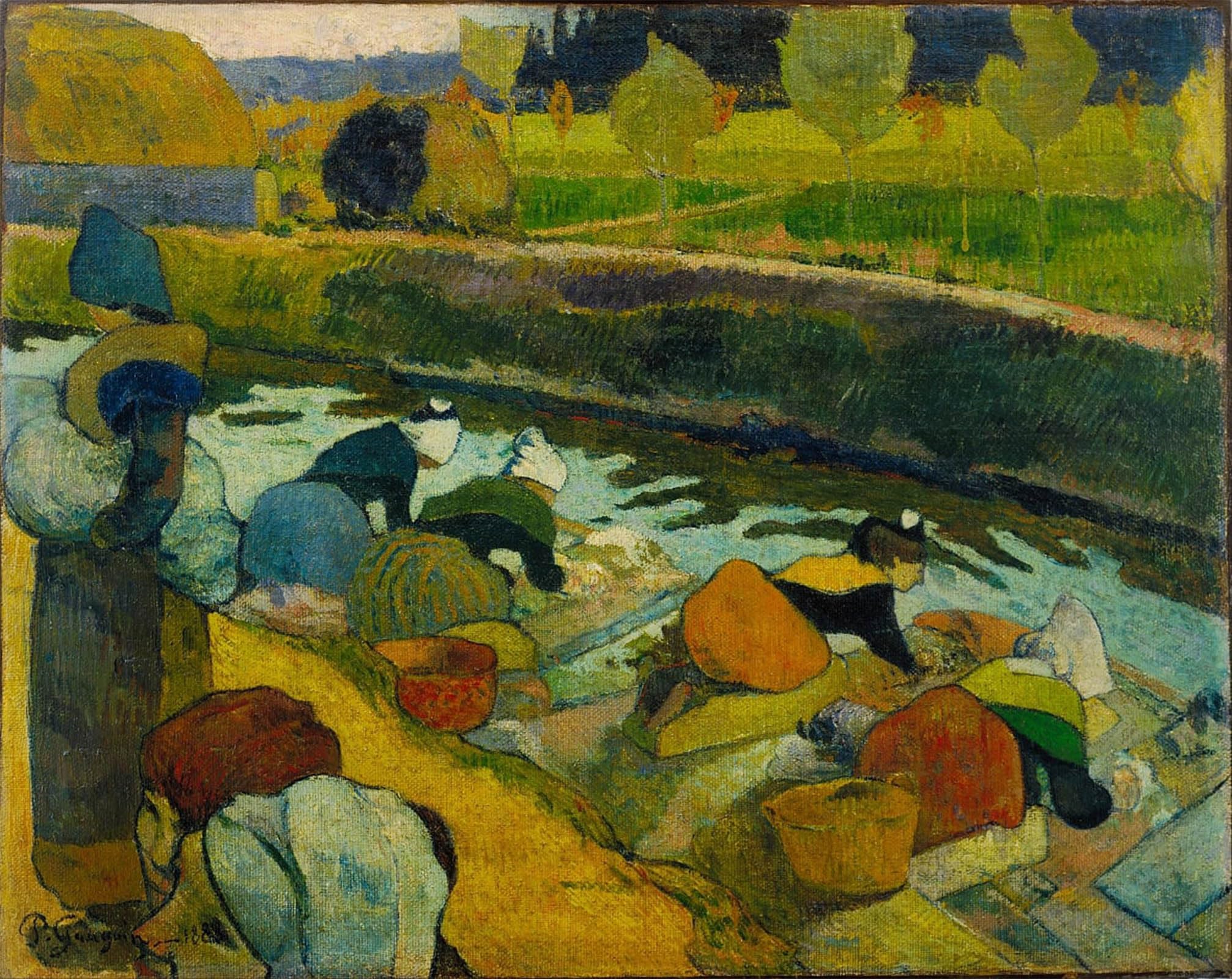 ARTXLXXBN Famous Painting Canvas Artwork Graffiti Print Washerwomen by Paul Gauguin Portrait Canvas Image for Home Decor 60x90cm