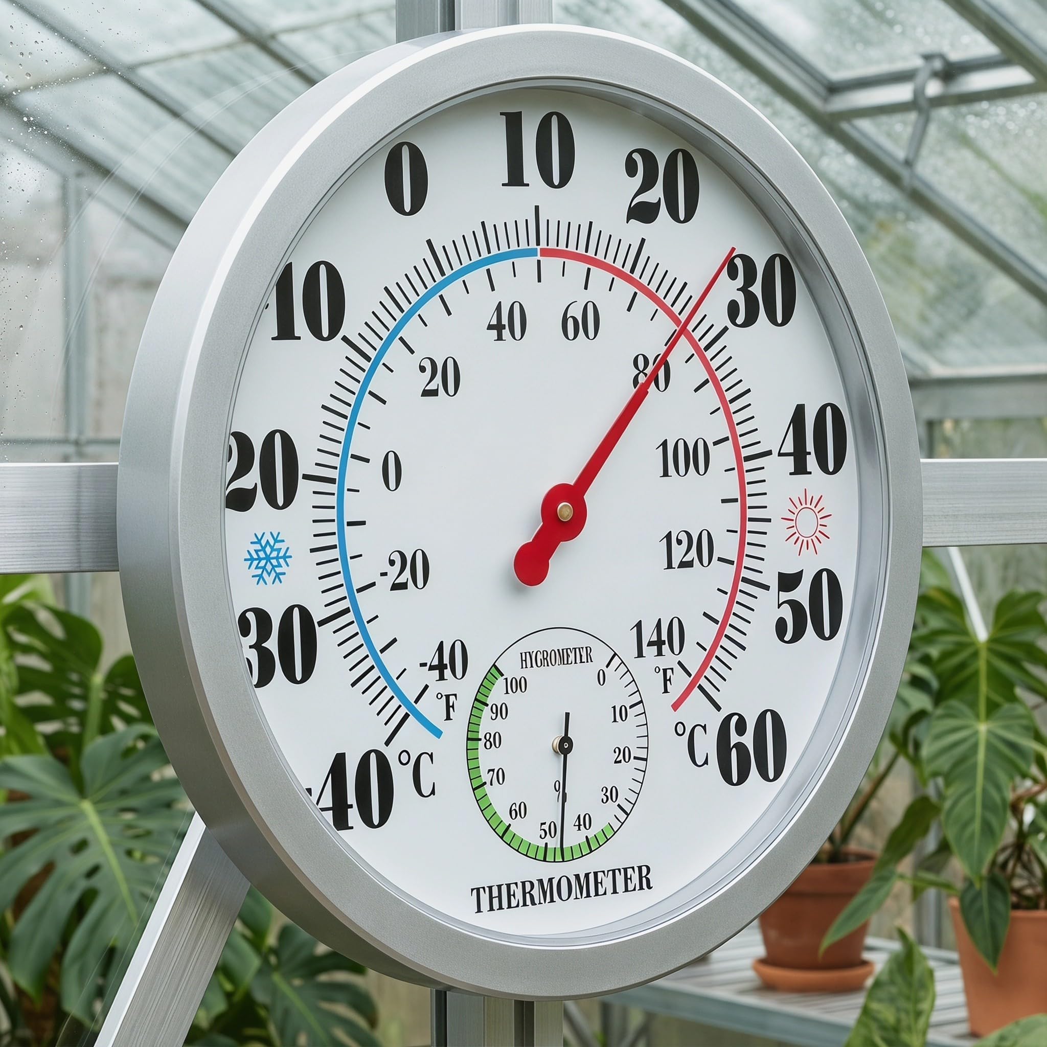 USHOBE Termómetro Higrómetro de Pared Diseño Moderno Compacto para Interiores Monitor de Temperatura y Humedad en Plástico Abs, Adecuado para Saunas y Habitaciones