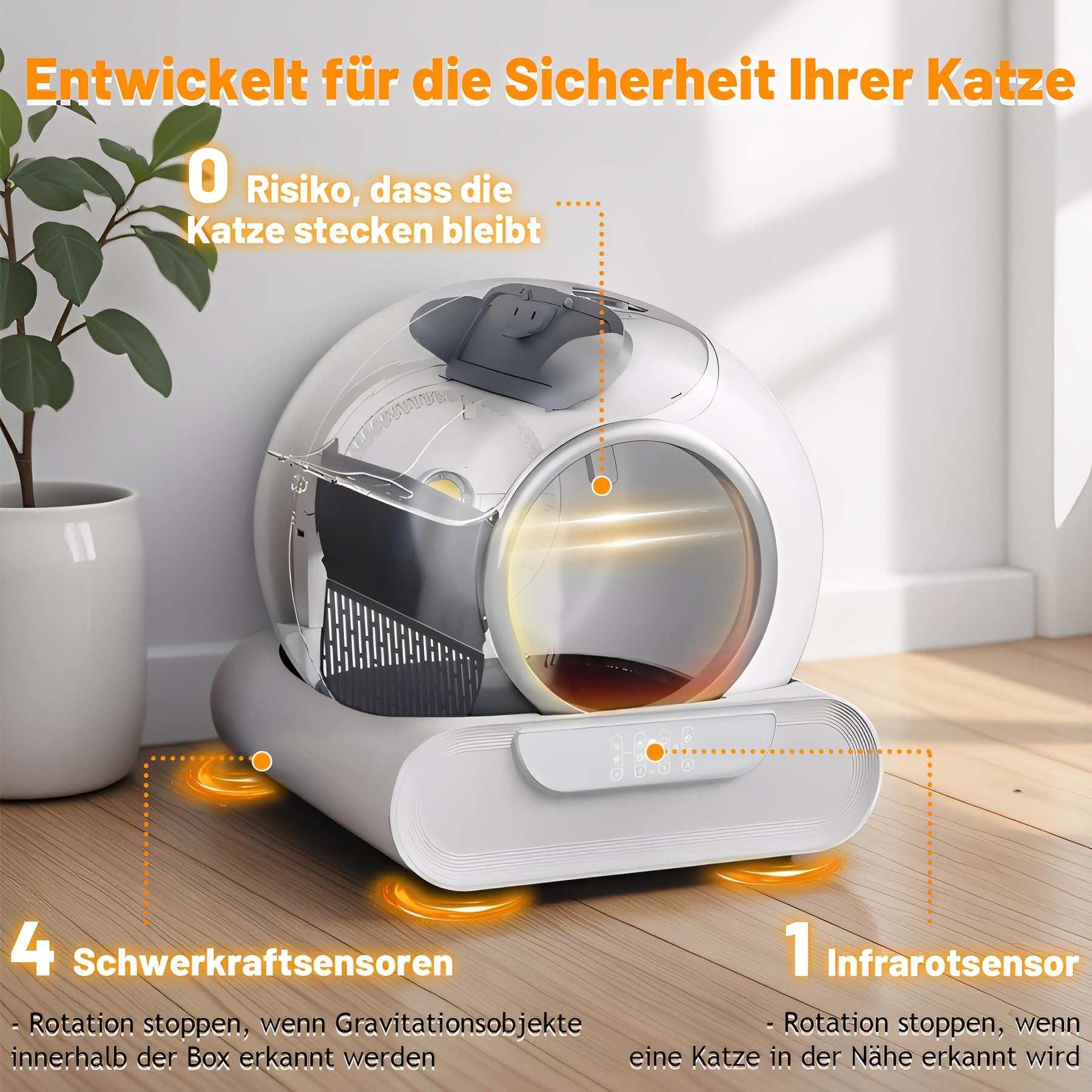 Lettiera Gatto Autopulente, Lettiera Automatica per Gatti, Capacità 65 Litri + 9 Litri, Rimozione Efficiente Degli Odori Sgradevoli, Controllo app, Lettiera Gatto Automatica Più Gatti