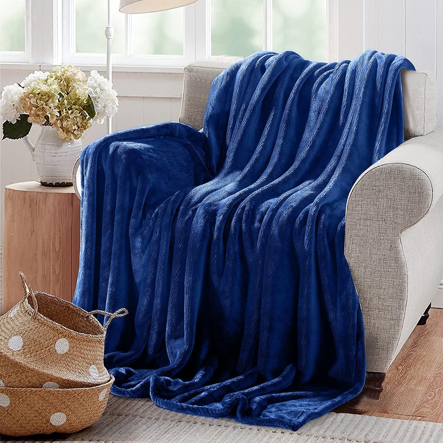 Fleece Blanket for Bed - Sofa fleece blanket bed throw (Blue Admiral)