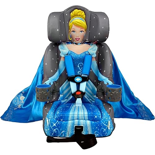 Disney Cinderella (Blue) 2-in-1 Car Seat by KidsEmbrace | Forward-Facing Harness (26.5–65 lbs) & Booster Mode (40–100 lbs) | Latch | Premium Fit with Multi-Position Headrest, Harness & Recline