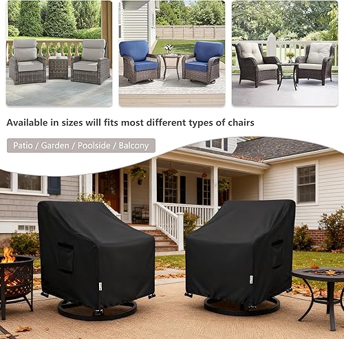 Miniatura 5 de Aacabo Paquete de 2 fundas giratorias para sillas de salón al aire libre, impermeables, 100% fundas para sillas de patio al aire libre, 33 pulgadas