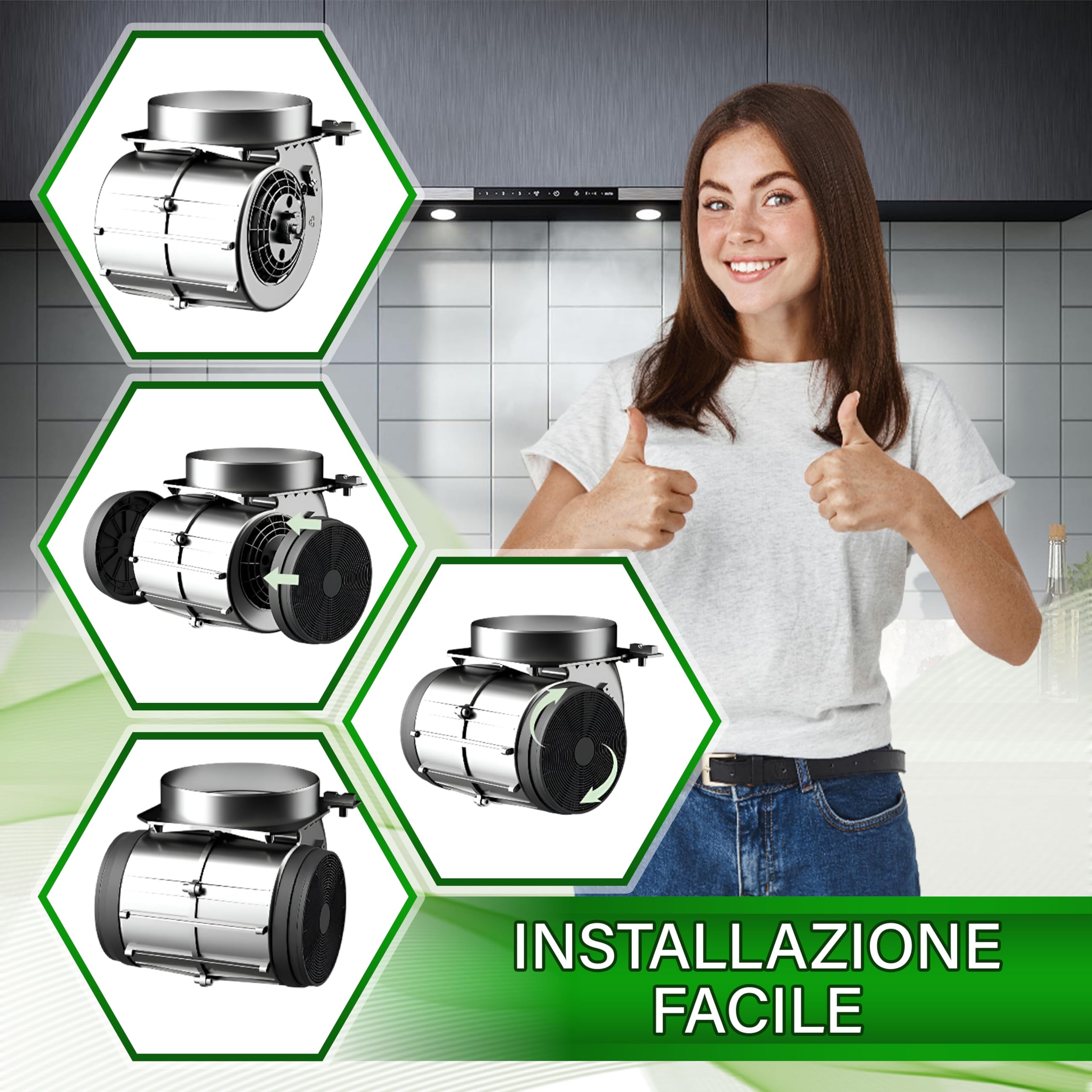 VIOKS Set di 6 filtri a carbone per cappa aspirante di ricambio per Respekta MIZ0058 MIZ 0058 PKM CF130 Candy 49040890 35602288 49040117 352C66 – Filtro rotondo per cappa aspirante a carbone attivo