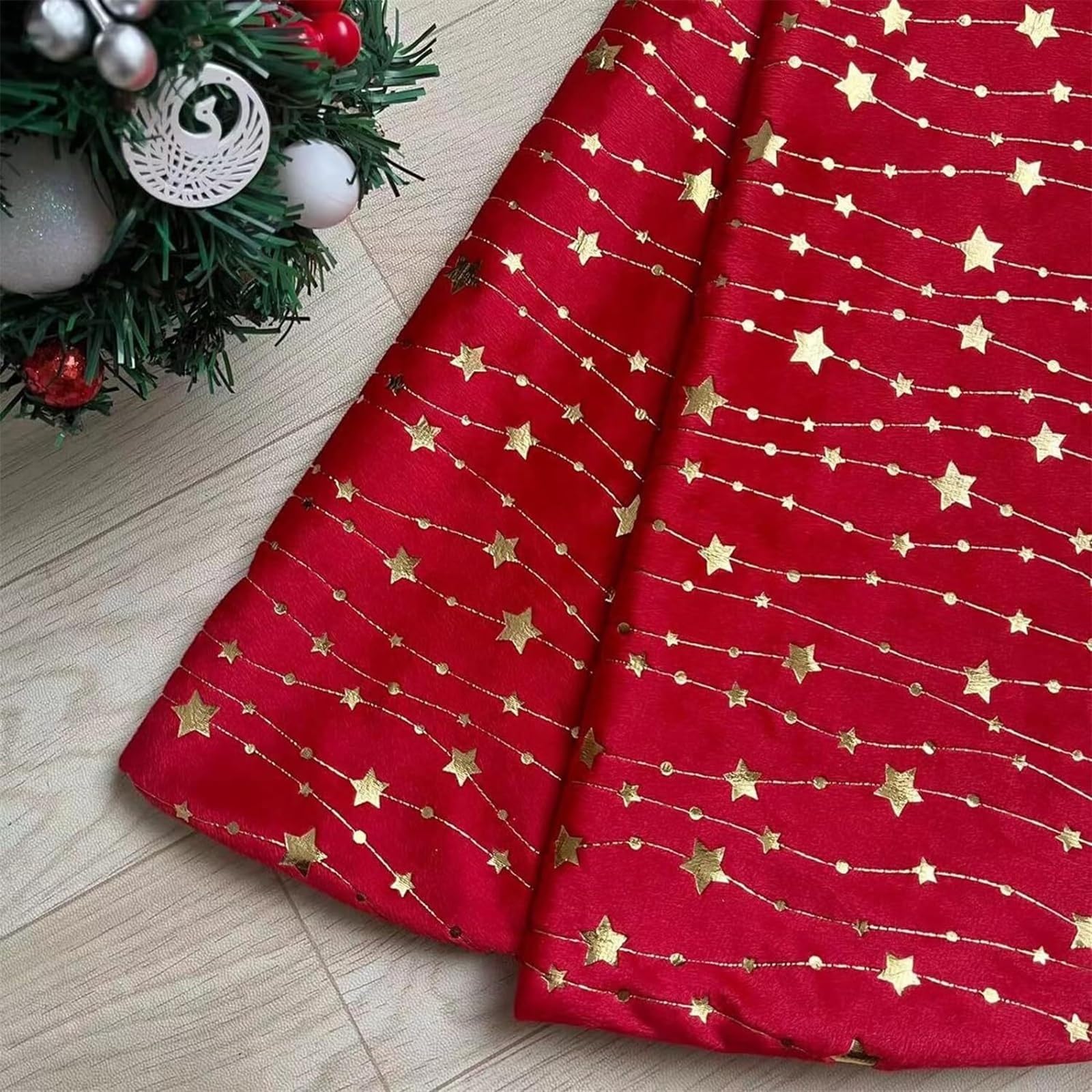 Tappeto Per Albero Di Natale Gonna Per Albero Di Natale Morbido Tappetino Per Albero Di Natale Con Motivo A Stella Dorata Per La Decorazione Delle Feste Gonna Per Albero Di Natale(Rot,48 inches)