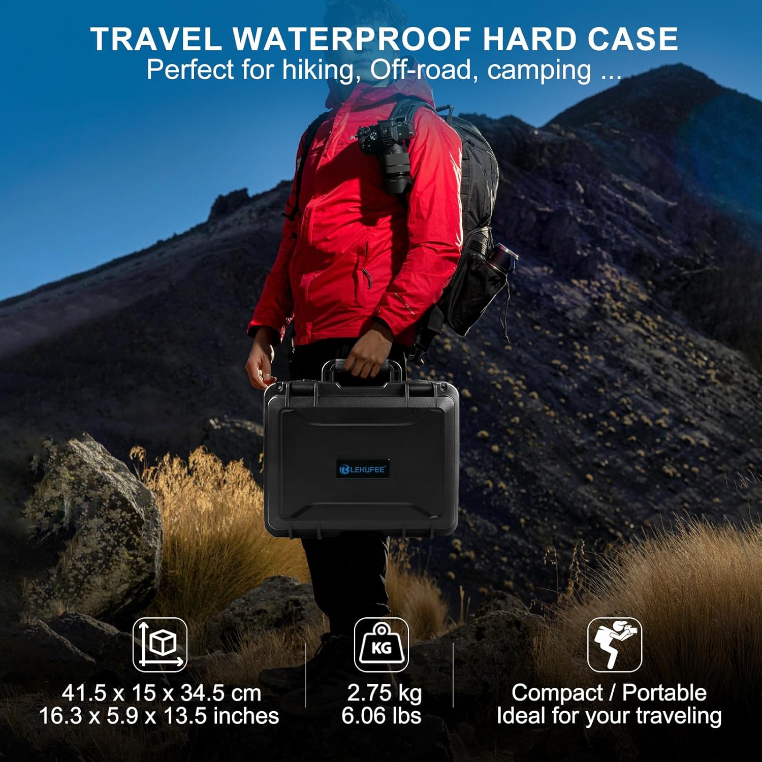 Lekufee Waterproof Hard Carrying Case for DJI Air 3S / 3, Fly More Combo, Battery(7pcs), DJI RC Pro 2/ RC 2/RC N3/N2 Remote Controller and Accessories(Case Only) - Image 4