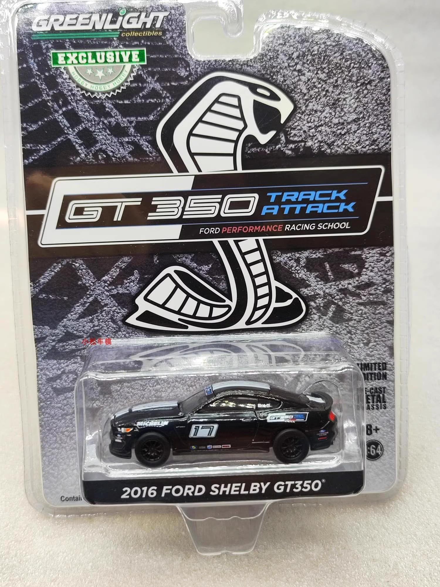 GREENLIGHT 30186 Ford Shelby GT 350R 2019 Scala 1:64 - Blu/Giallo Con Pneumatici MICHELIN
