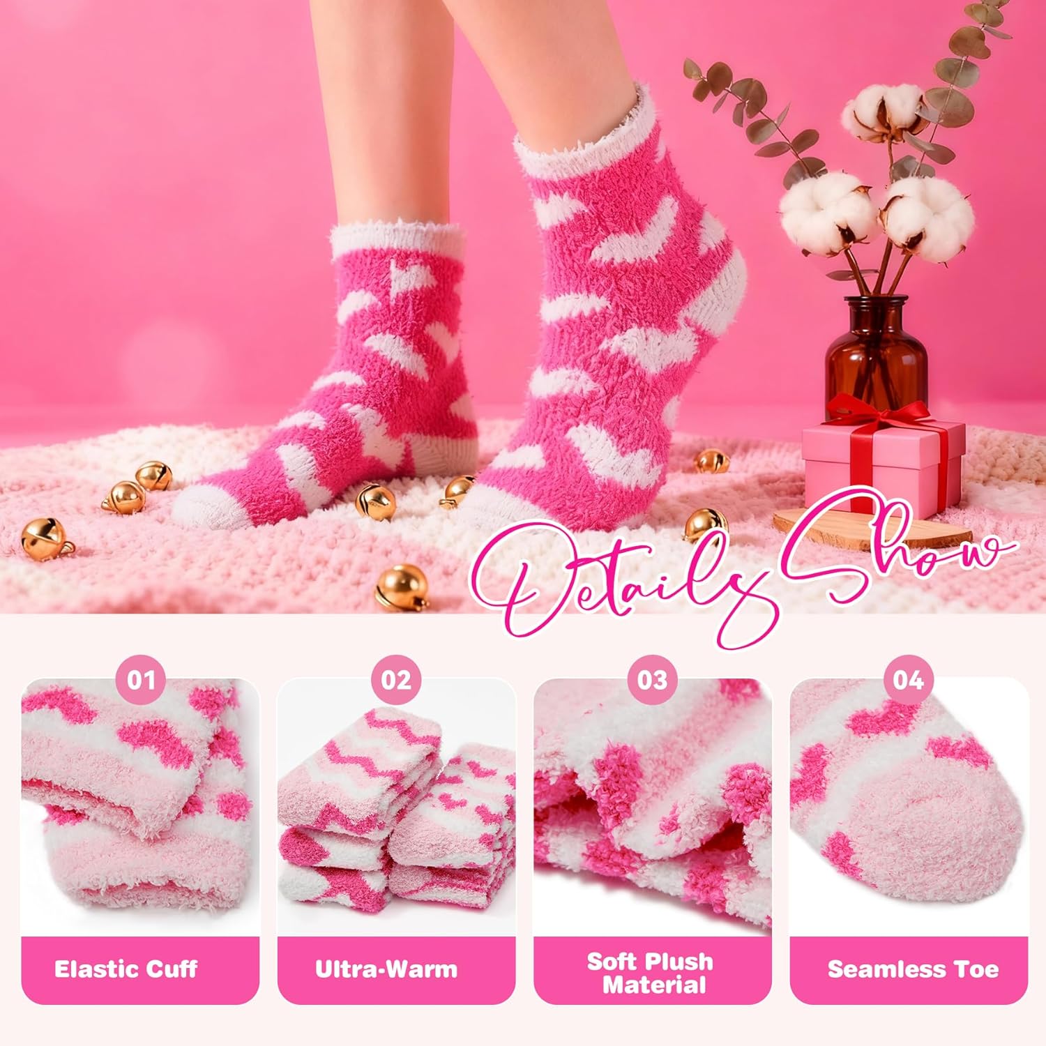 Zando Women's Fuzzy Socks for Women Cozy Socks With Gift Box-Cute Fluffy Cloud Soft Warm,for Home, Hospital, Work - Image 4