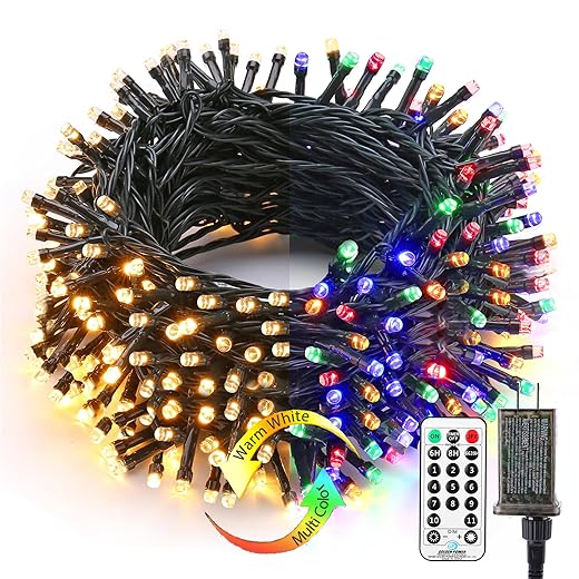 BrizLabs Christmas Lights, 180ft 500 LED Color Changing Christmas Lights with Remote Timer, 11 Modes Warm White & Multicolor LED String Lights, Dimmable Decorative Xmas Lights for Indoor Outdoor Tree