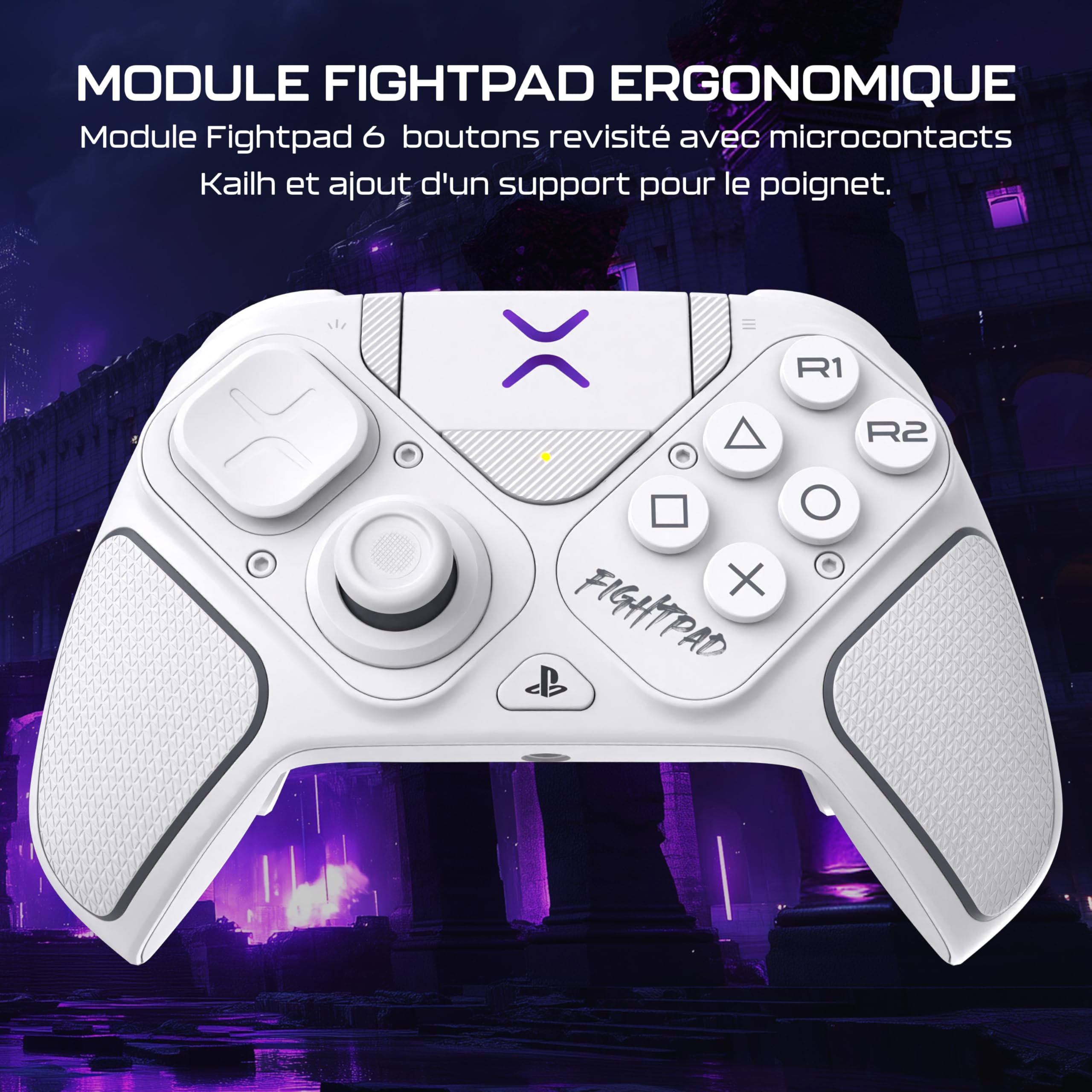 Turtle Beach Victrix Pro BFG Reloaded Blanc PlayStation Manette de gaming modulaire sans fil w/Bluetooth, module Fightpad et effet Hall pour PlayStation 5, PlayStation 4 et PC