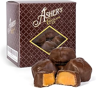 Asher's Chocolates Sugar Free Chocolate Caramels, Individually Wrapped, 10 Creamy Pieces of Caramel in Decorative Boxes, Diabetic Friendly, Gourmet Sweet and Salty Candy, Family Owned Since 1892 (Smooth Caramels, Milk Chocolate)