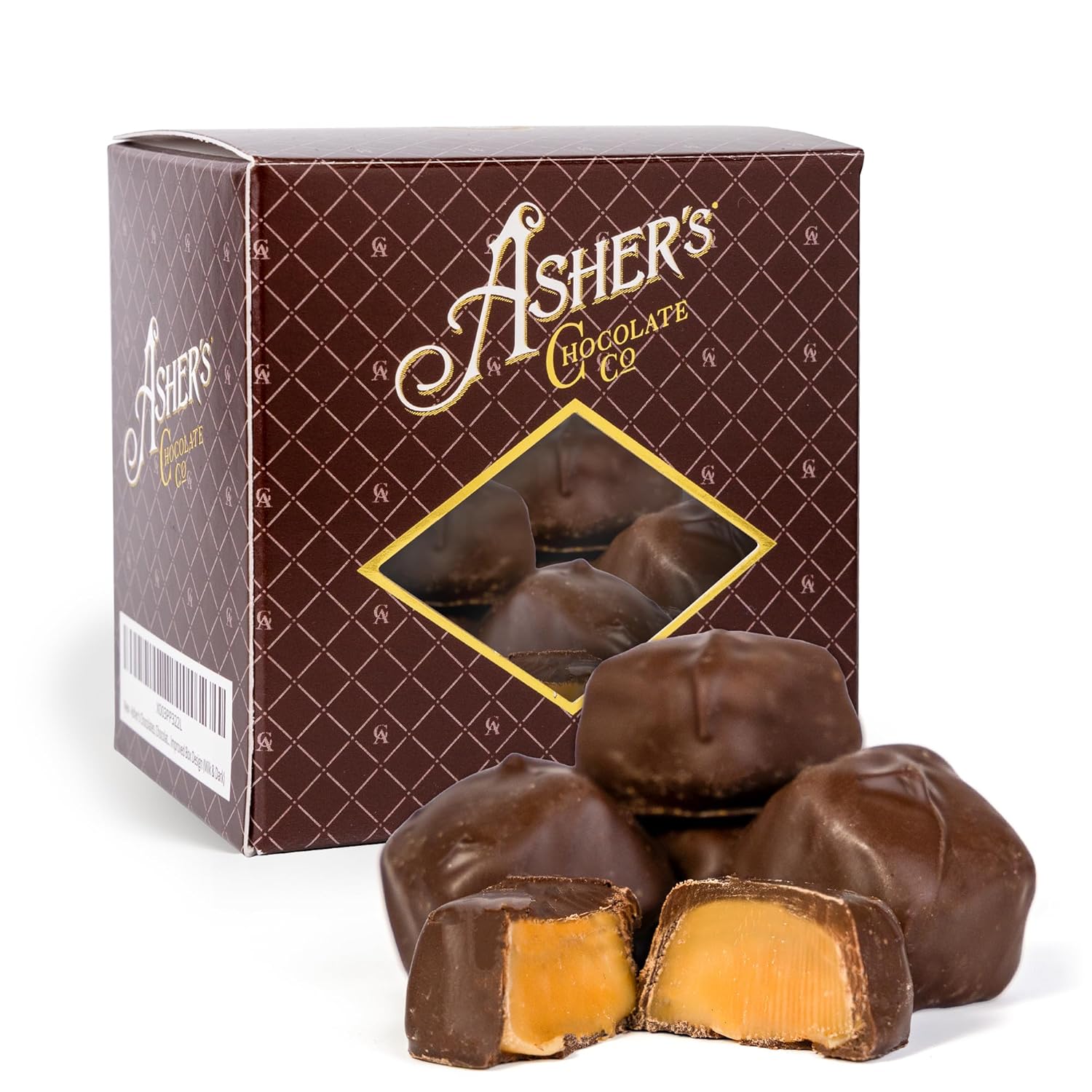 Asher's Chocolates Sugar Free Chocolate Caramels, Individually Wrapped, 10 Creamy Pieces of Caramel in Decorative Boxes, Diabetic Friendly, Gourmet Sweet and Salty Candy, Family Owned Since 1892 (Smooth Caramels, Milk Chocolate)