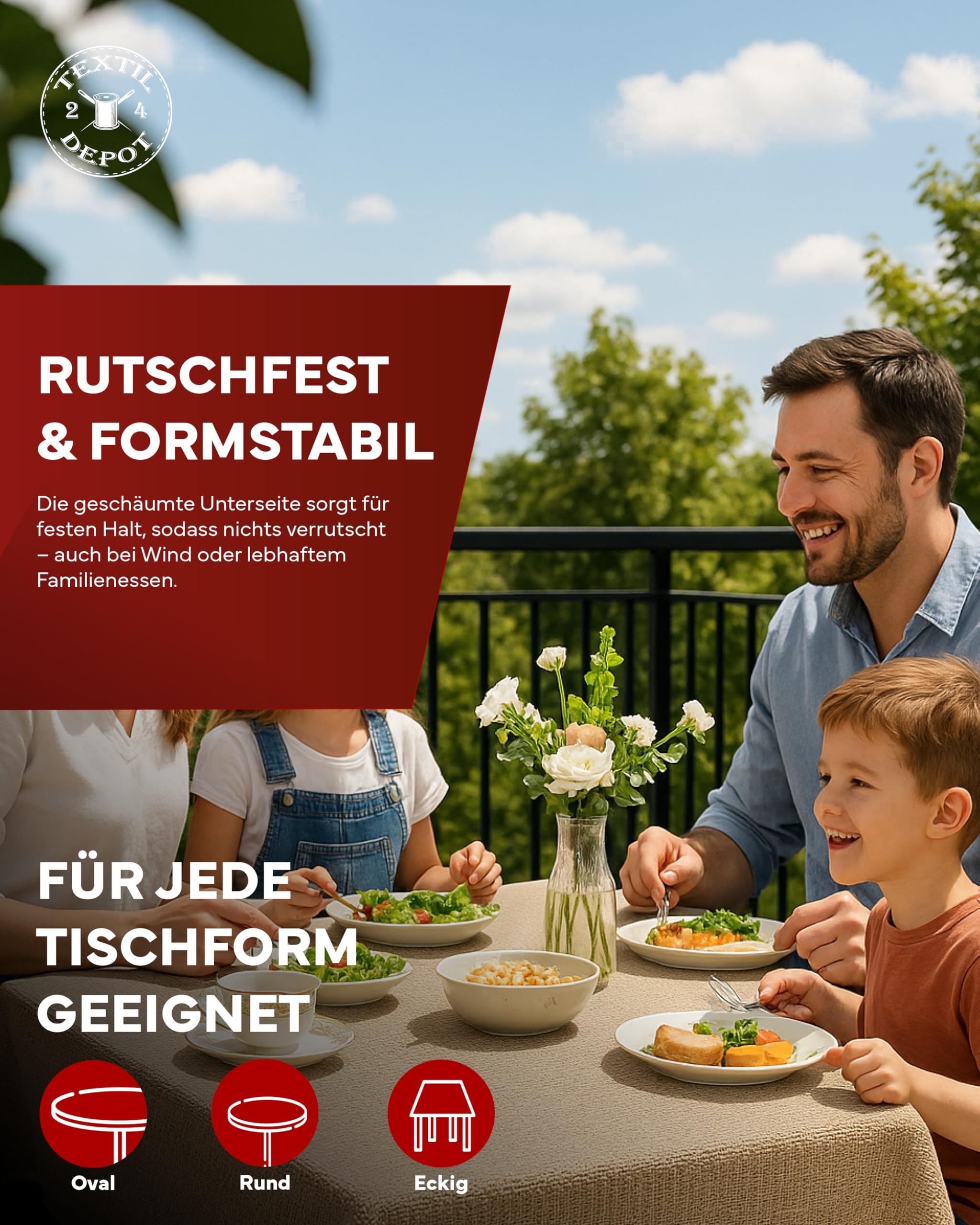 Obrus 130 x 220 cm, beżowy, obrus ogrodowy z obszyciem, zmywalny, na stół ogrodowy, balkon, taras, odporny na warunki atmosferyczne