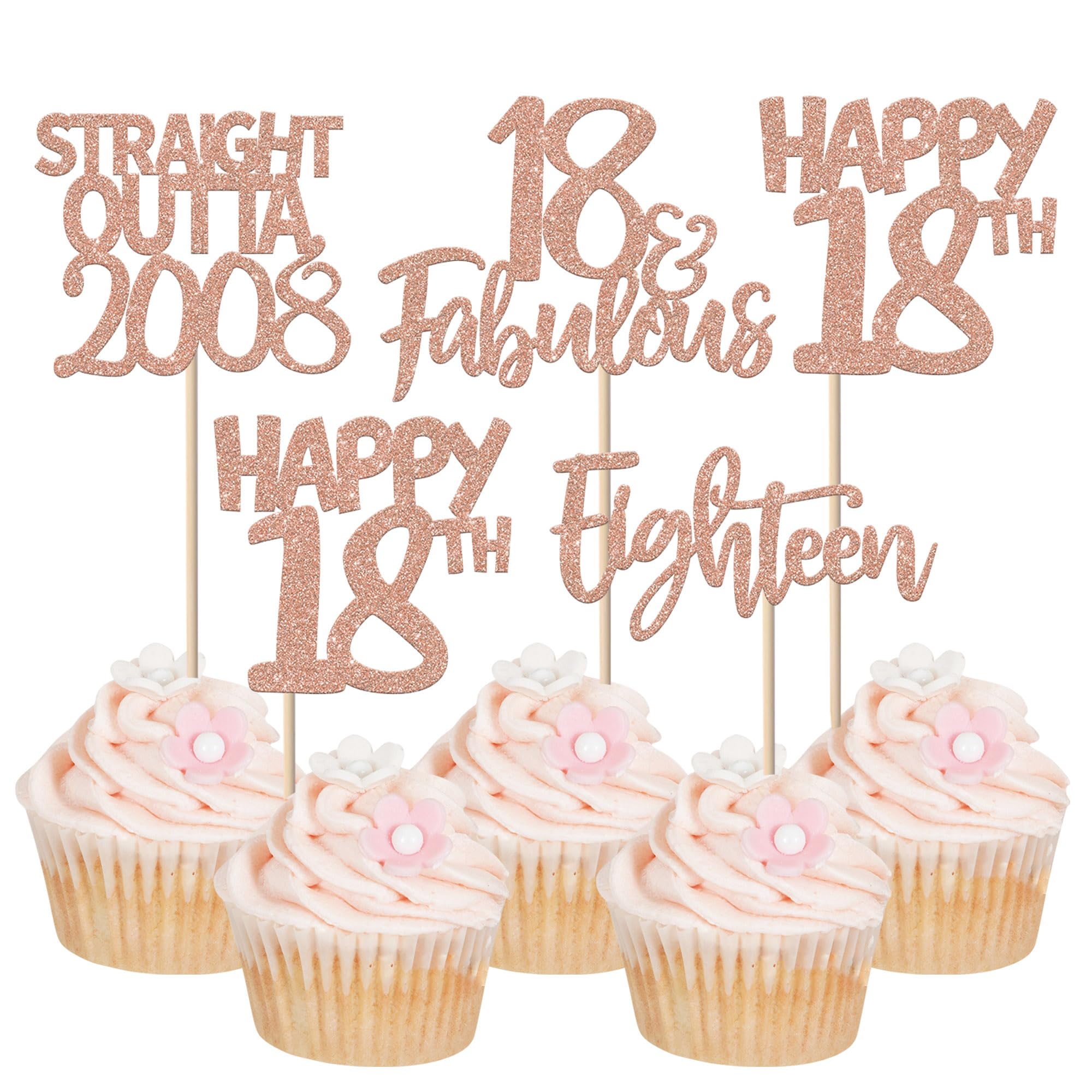 24 Stück 18th Geburtstag Tortendeko Straight Outta 2008 Cupcake Toppers Eighteen Awesome Since 2008 Cupcake Picks 18 fabelhafte Tortendekorationen für 18. Geburtstag Rosegold