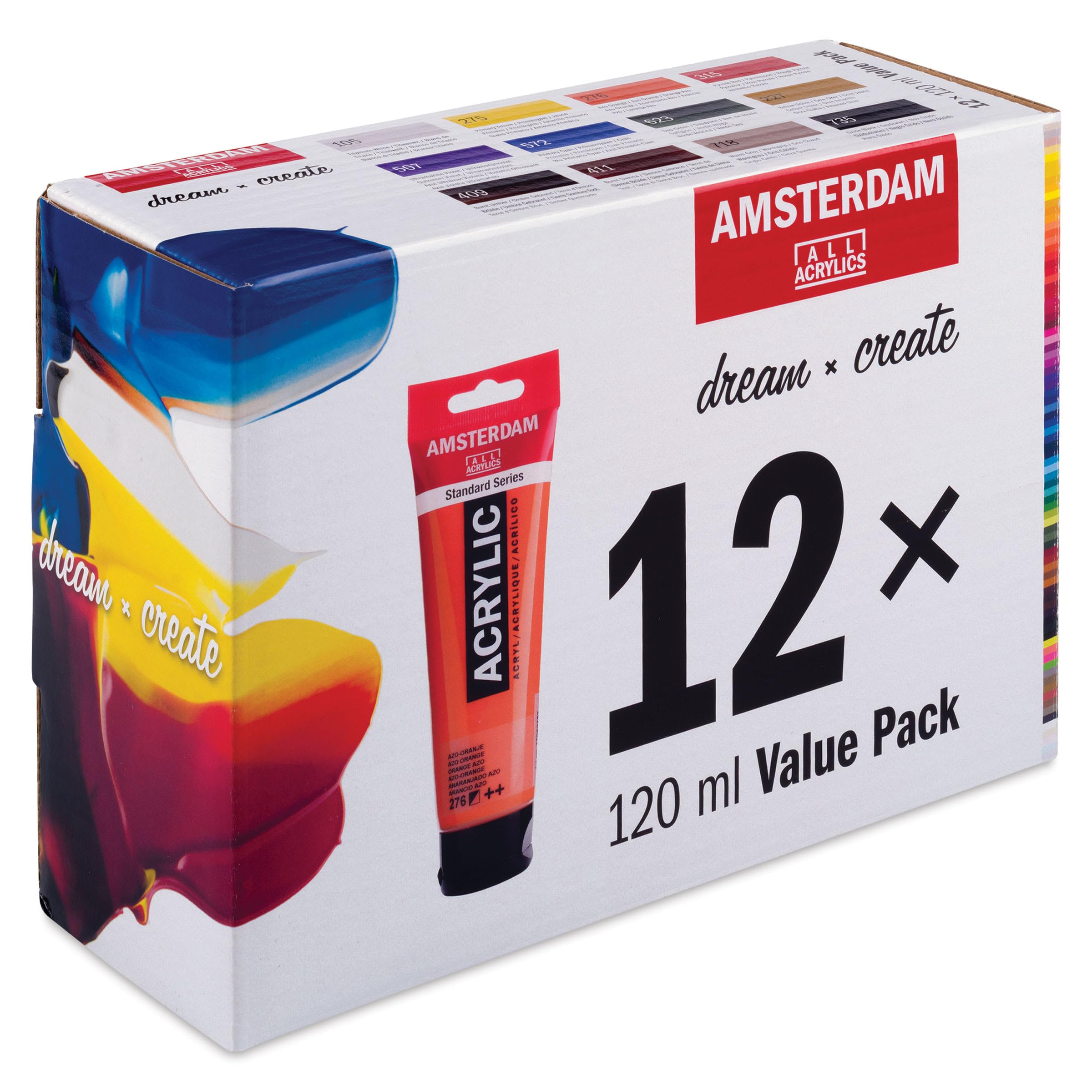 Amsterdam Talens Serie Estándar de Acrílicos Paquete de Ventaja | 12 x 120 ml