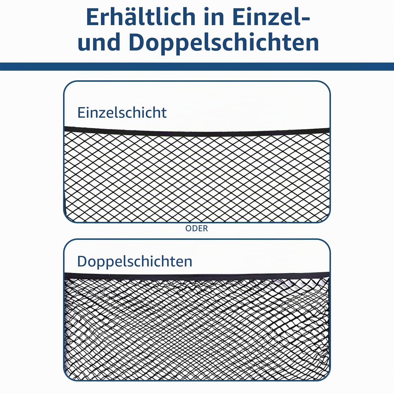 Hochelastisches Gepäcknetz, LKW-Bett-Organizer, 1,2 x 1,2 m dehnbar | bis 2,1 m x 2,1 mgeeignet für tägliche leichte Lasten von LKWs, mit 6 Metallhaken für LKW Auto Wohnmobil(Doppellagig)