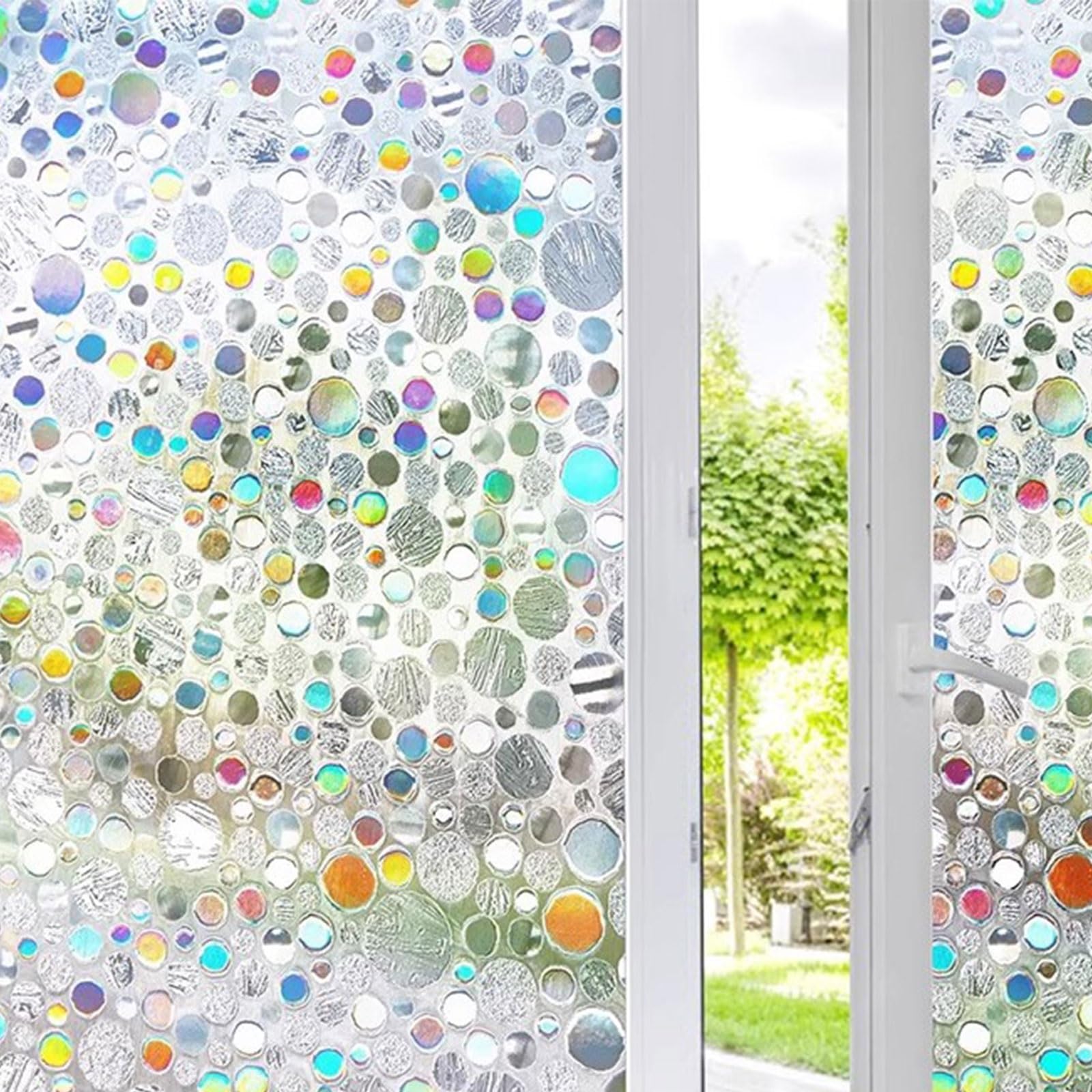 Eiauiuo Colorful 3D Rainbow Window Film – Self-Adhesive Static Cling Opaque Privacy Film For Glass Door, Bathroom, And Home – Anti-UV, Heat Protection, Decorative Window Film(Colored film C,60x200cm)