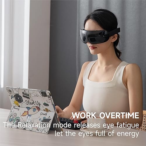 Miniatura 6 de Masajeador de ojos con calefacción, regalos para hombres y mujeres para Navidad, día de cumpleaños, máscara masajeadora de ojos negros para migrañas