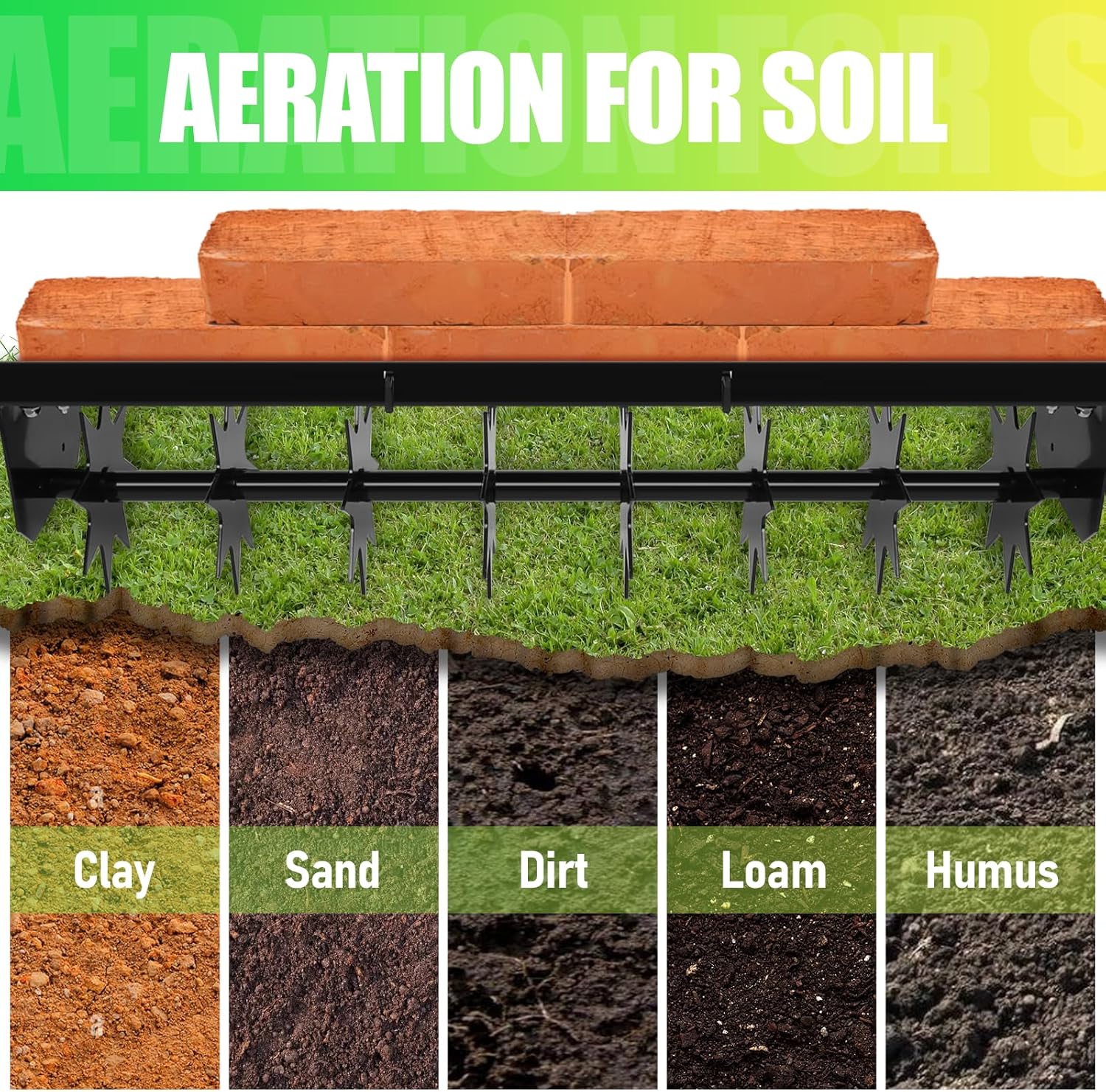 35 Inch Aerator Lawn Tool Pull Behind, Tow Behind Lawn Aerator, Tow Behind Lawn Aerator for Lawn Soil Dredging, Yard, Garden Can Be Applied