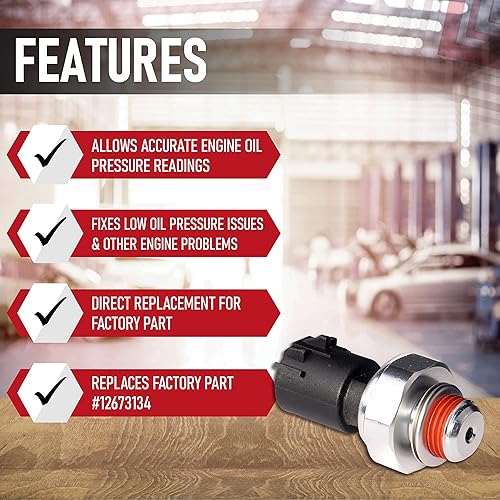 Miniatura 2 de Sensor de presión de aceite del motor – Reemplaza 12673134, 12585328, 926-041 – Compatible con vehículos Chevy, GMC, Buick y Cadillac – Silverado,