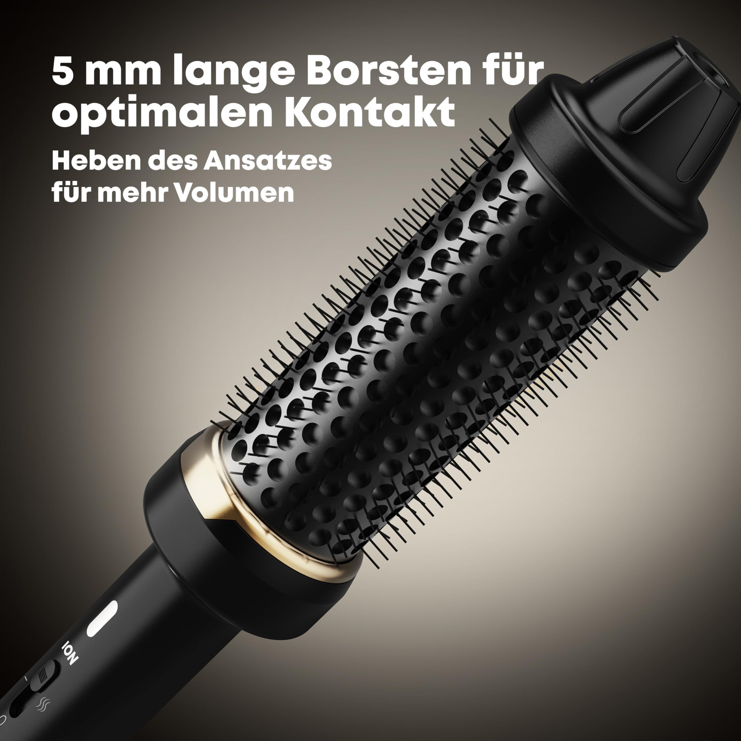 Revamp Thermobürste für mehr Volumen und seidiges, glänzendes Haar - Lockenbürste mit Ionendüse, schnelles Aufheizen, 2 Einstellungen, einfach zu bedienen, ergonomisch, 3m-Kabel, Schwarz