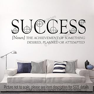 “Success [Noun] The Achievement of something Desired, planned ". - Inspiring quote of Life Removable Vinyl Wall Art Stickers Motivational wall art Decal Bedroom office, School, Nursery, Sports