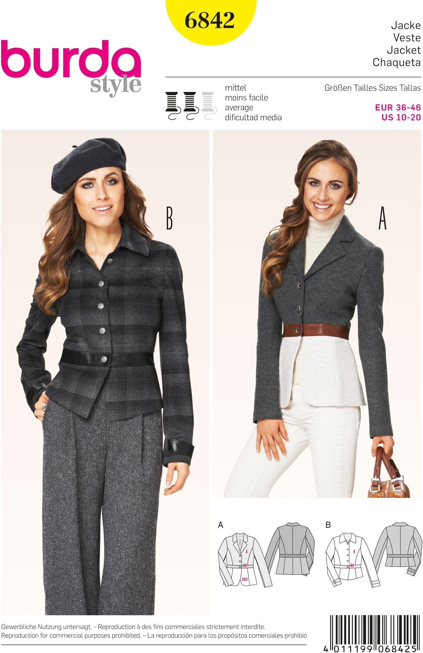 Burda6842 Ladies Jacket sizes 10-20