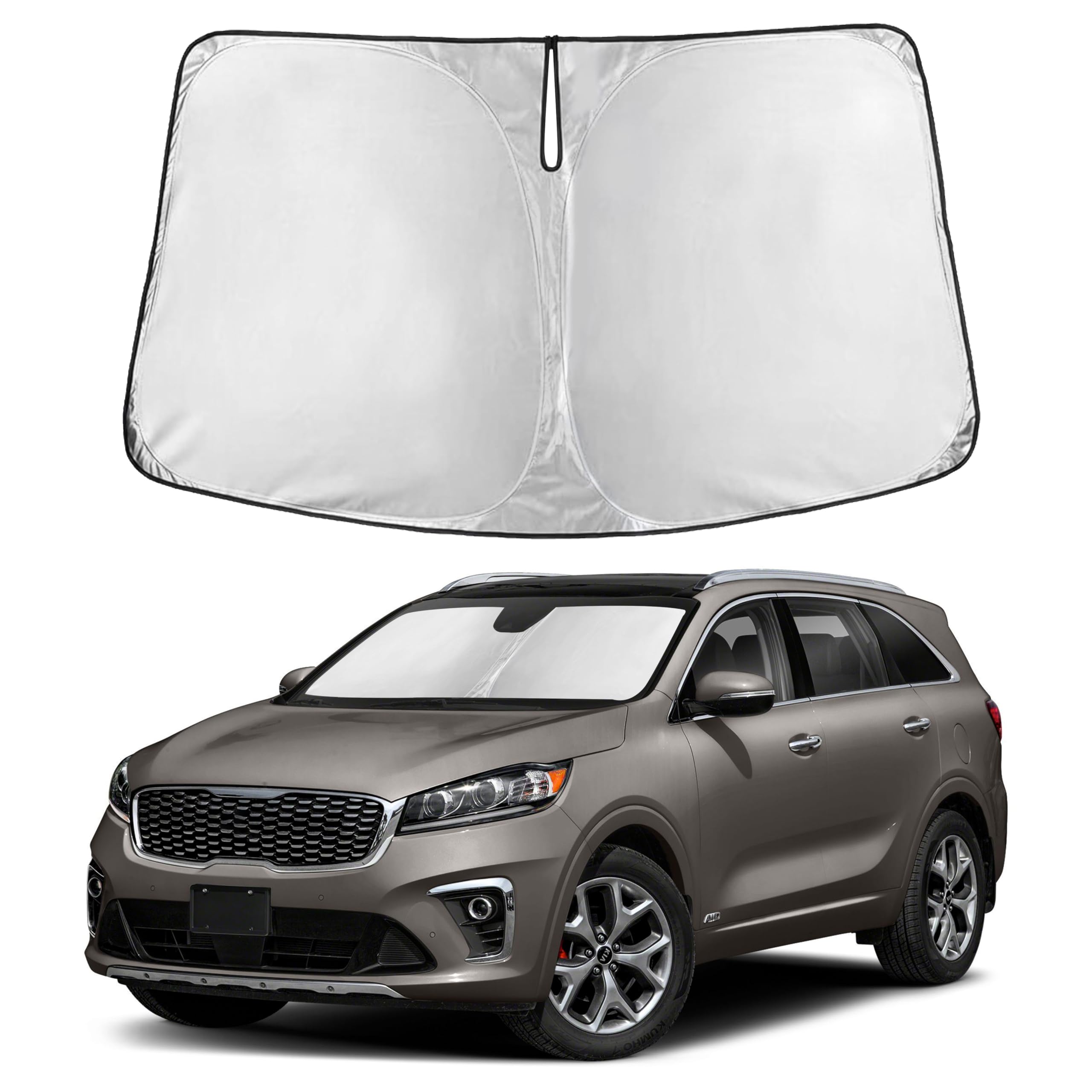 Autovir Windshield Sun Shade Fit for 2016-2018 2019 2020 Kia Sorento Sunshade, Front Car Window Shades Sun Visor, Blocks UV Rays & Heat, Car Accessories Fit for Kia Sorento 2016-2020
