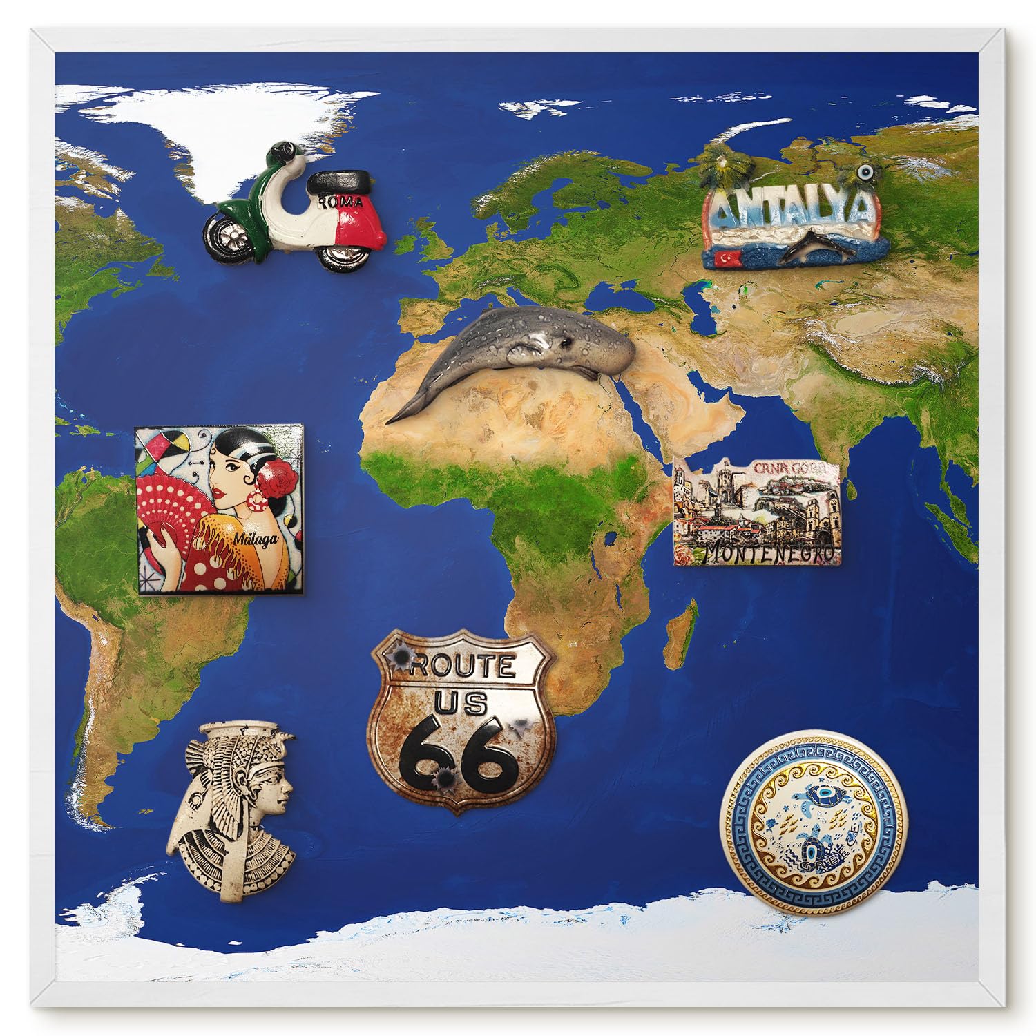 Pizarra de Pared para el Menú del Día 50x50 Mappare il globo Marco Blanco | Pizarra | Organizador | de Pared | Tablón | Anuncios | Decorativo | Recordatorio | Notas | Planificador | Semanal | Menú