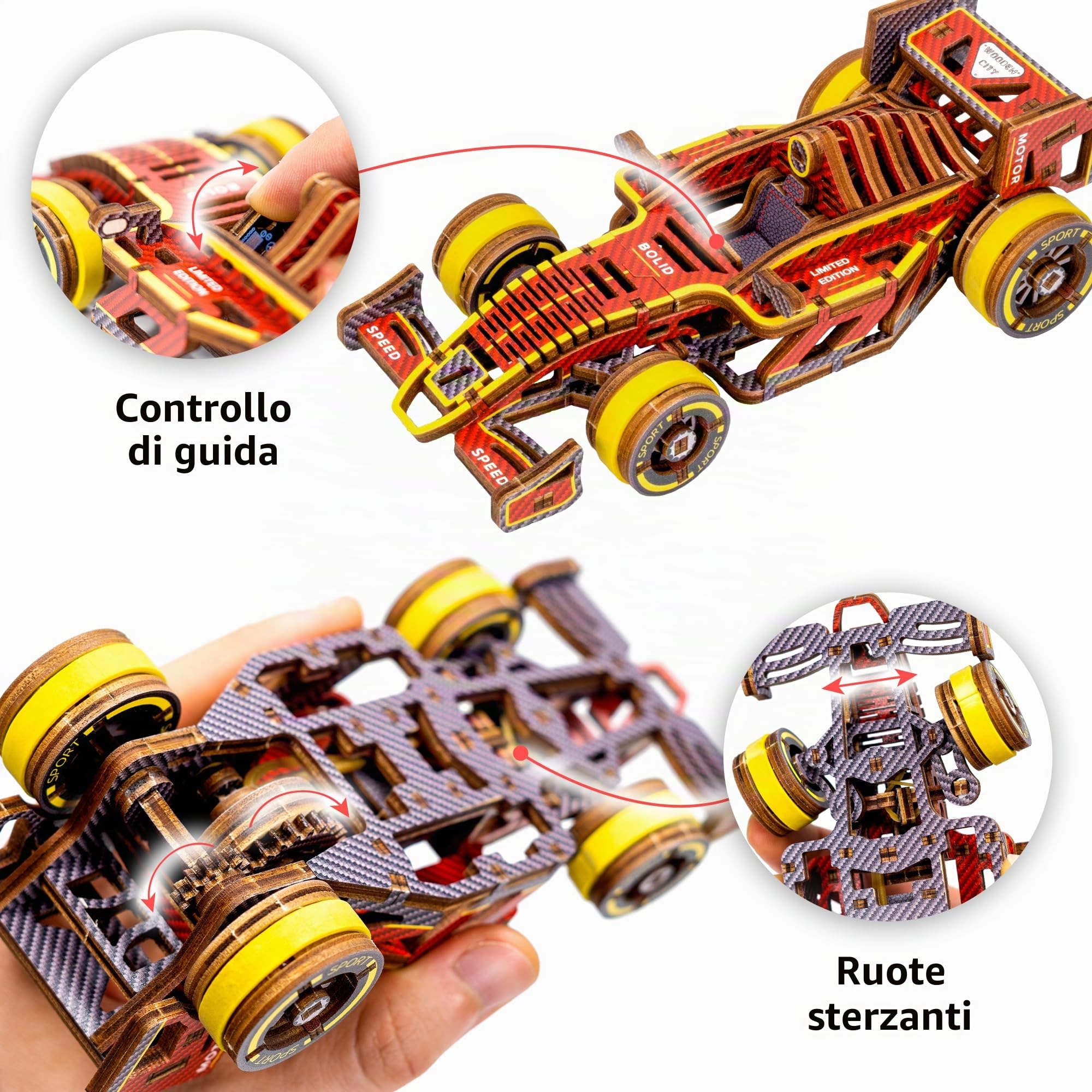 Wooden.City Bolid Limited Edition - Kit Modello 3D in Legno Fai-Da-Te per Costruire Automobili - Puzzle 3D in Legno per Adulti Rompicapo - Modello di Kit per Auto per Adolescenti - 109 Parti