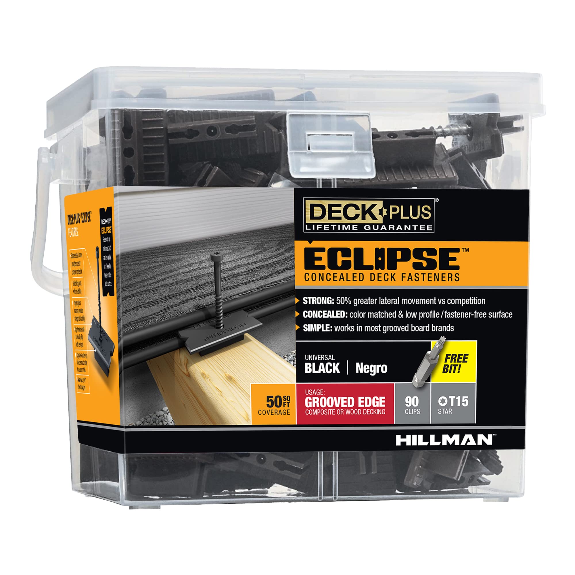 Fixations cachées pour terrasse en inox Deck Plus Eclipse vis à bois noires haut de gamme