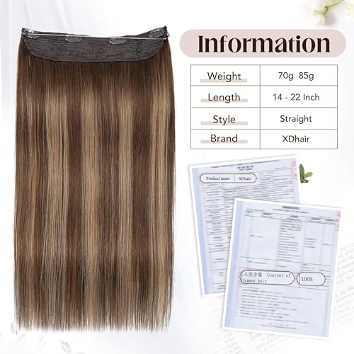 Miniatura 3 de XDhair Extensiones de cabello humano real con alambre con reflejos, color rubio decolorado, 14 pulgadas, 2.29 oz, extensiones de cabello con alambre